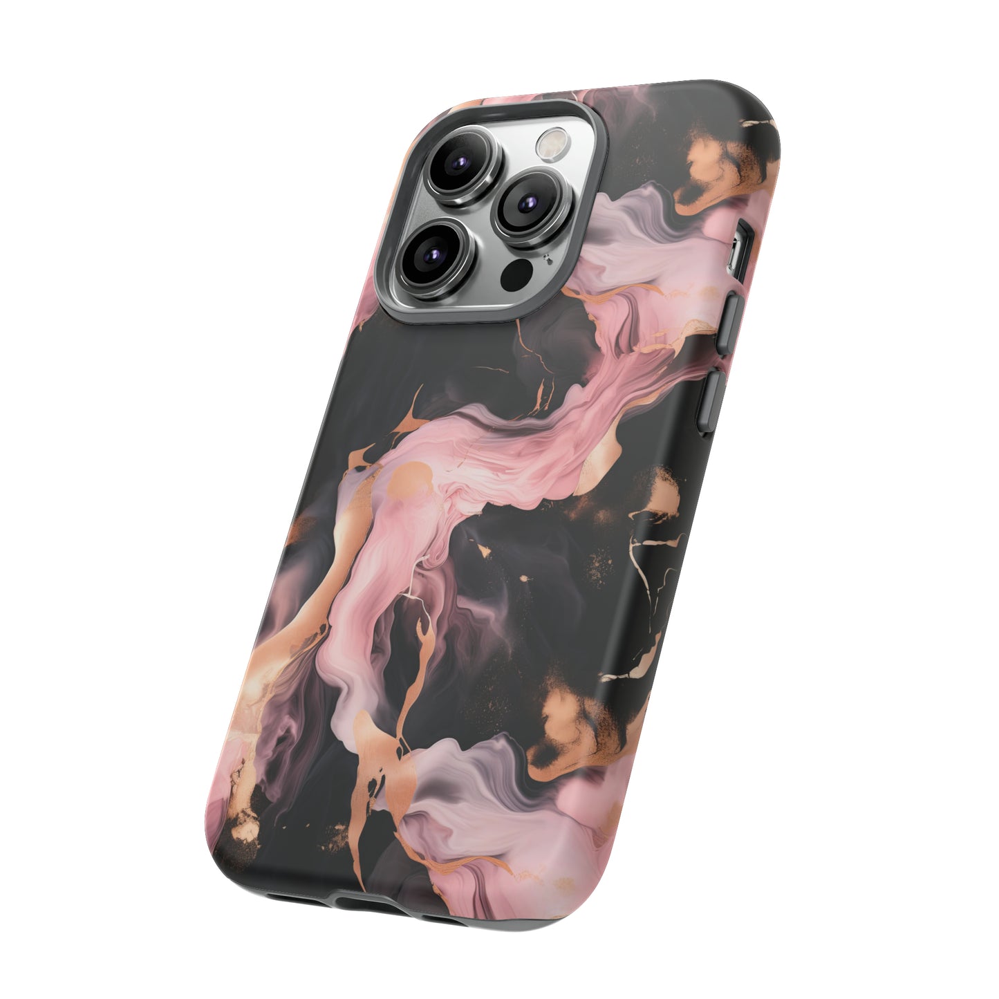 Black & Pink Marble  Tough Phone Cases