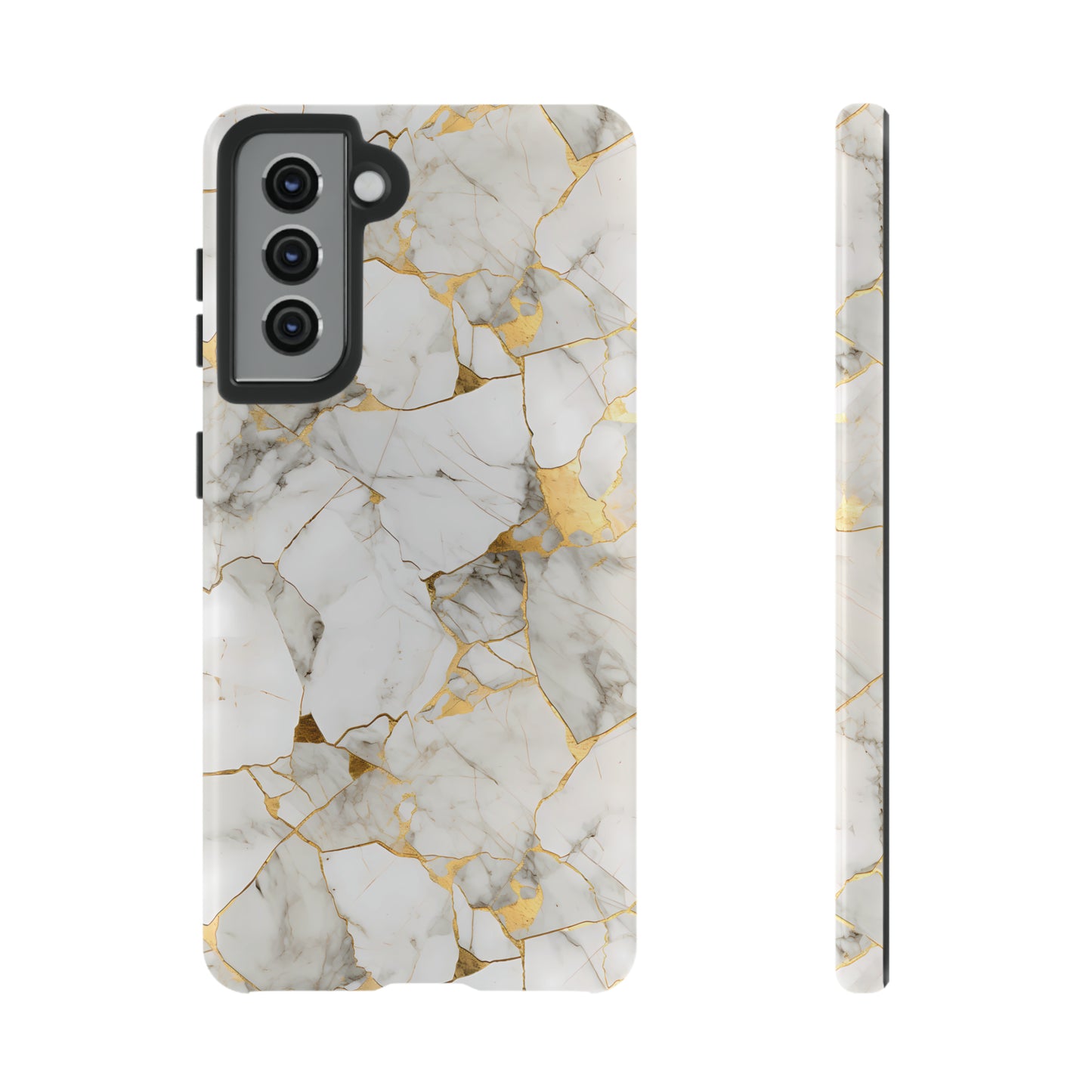 Gold & White Marble Tough Phone Cases