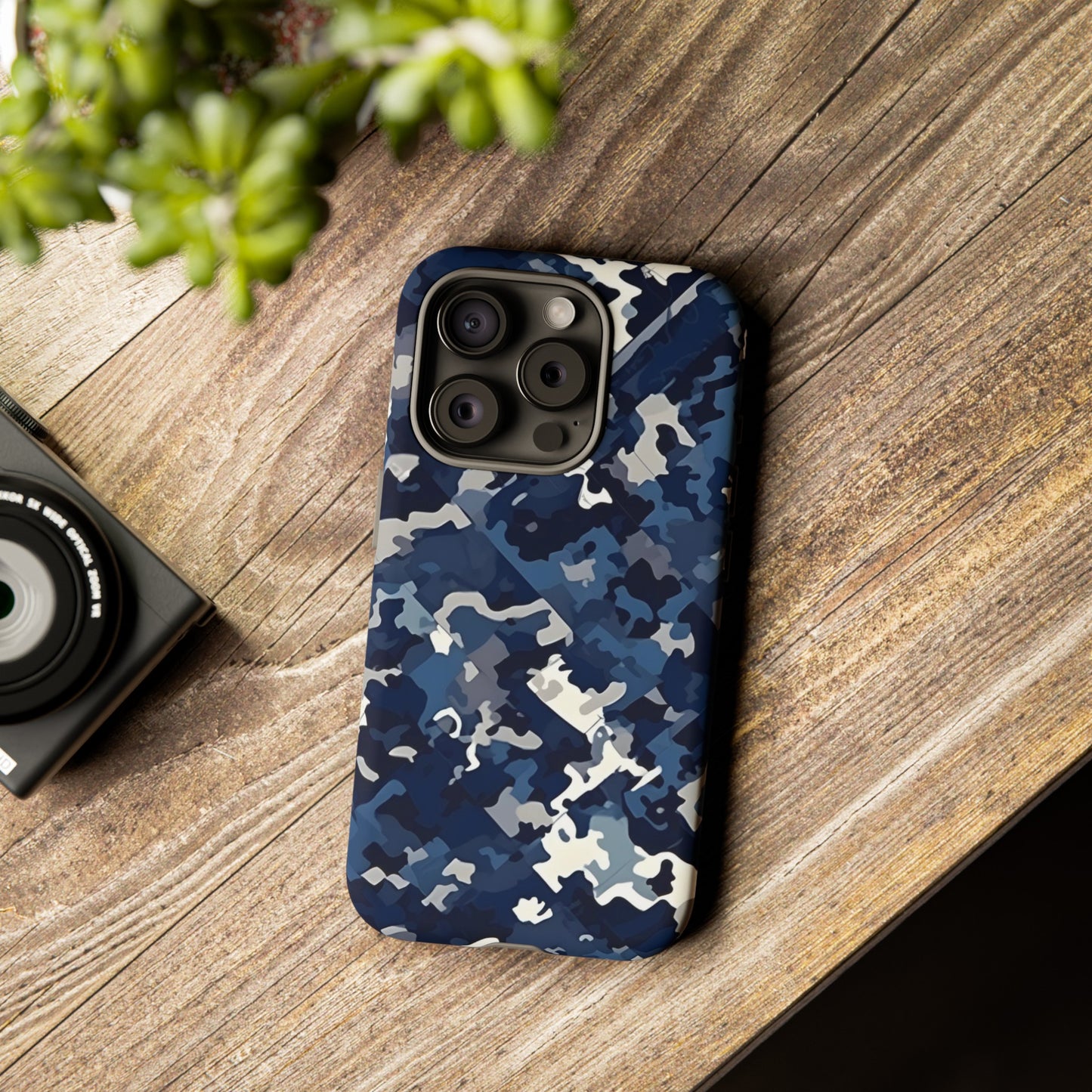 Blue Camo Inspired Tough Phone Cases