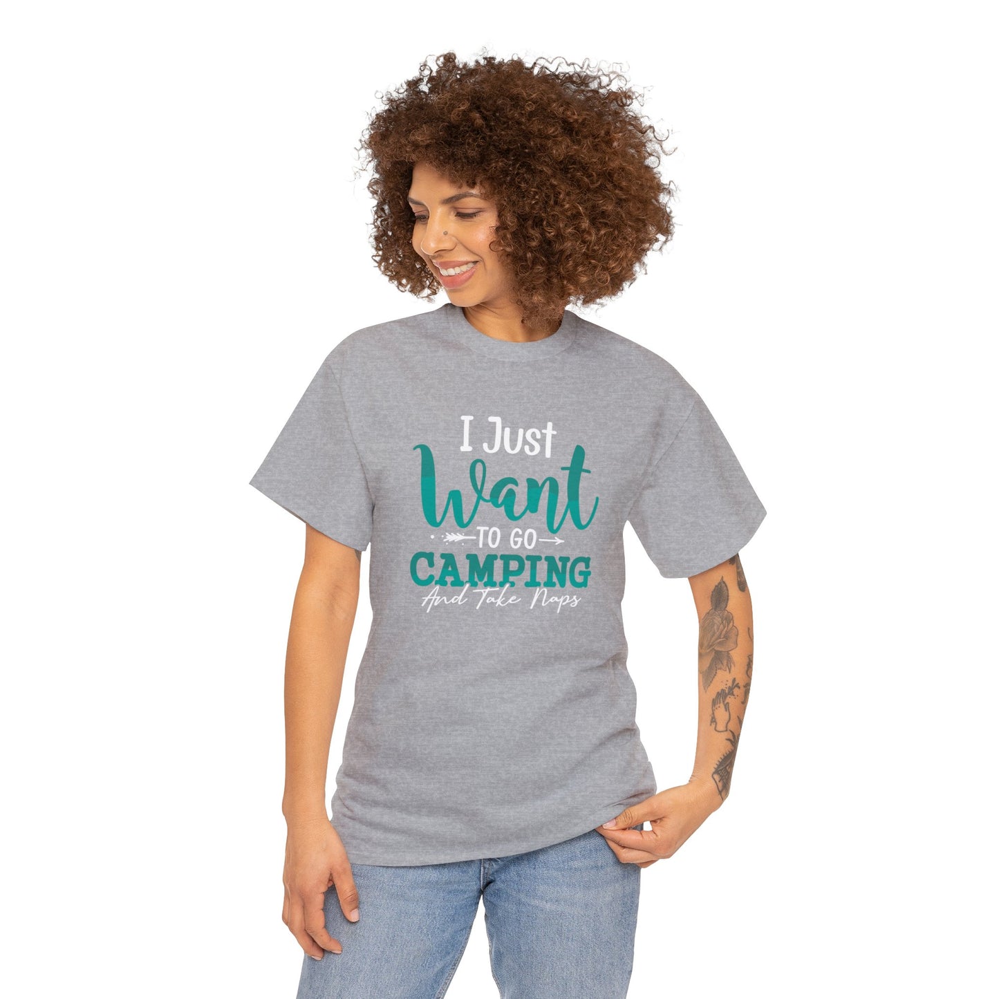 Just Want to go Camping & Take Naps Unisex Heavy Cotton Tee