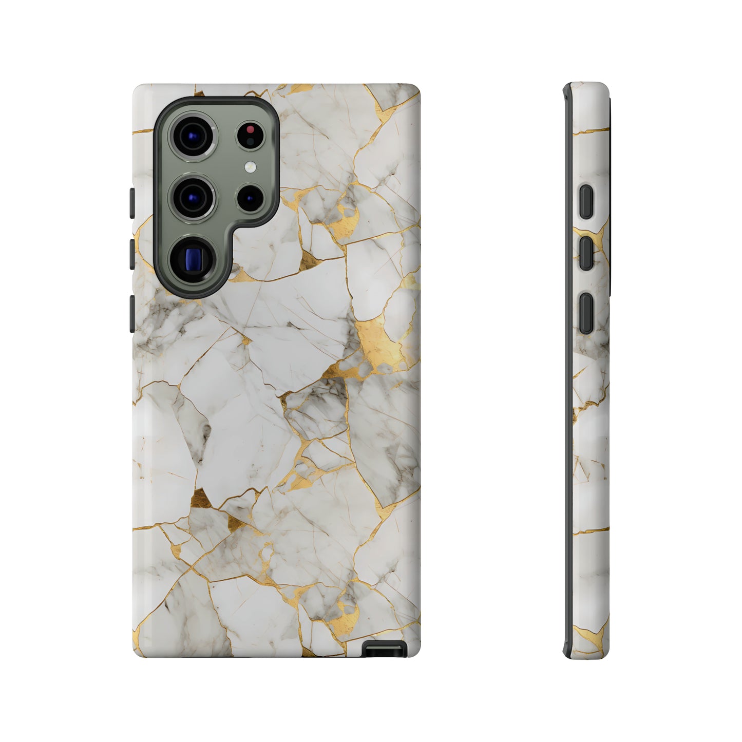 Gold & White Marble Tough Phone Cases