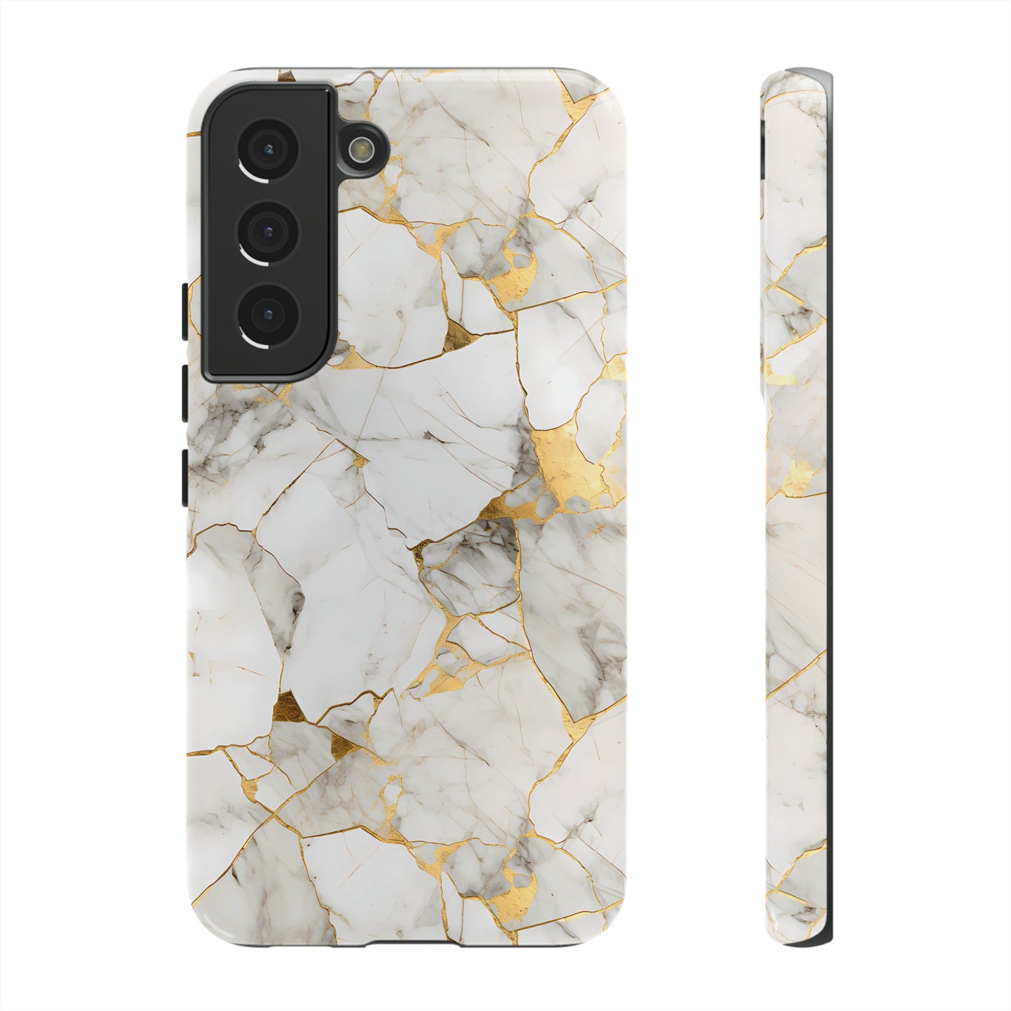 Gold & White Marble Tough Phone Cases