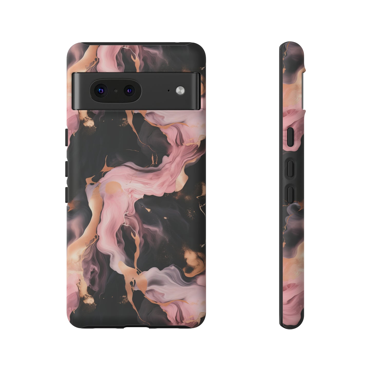 Black & Pink Marble  Tough Phone Cases