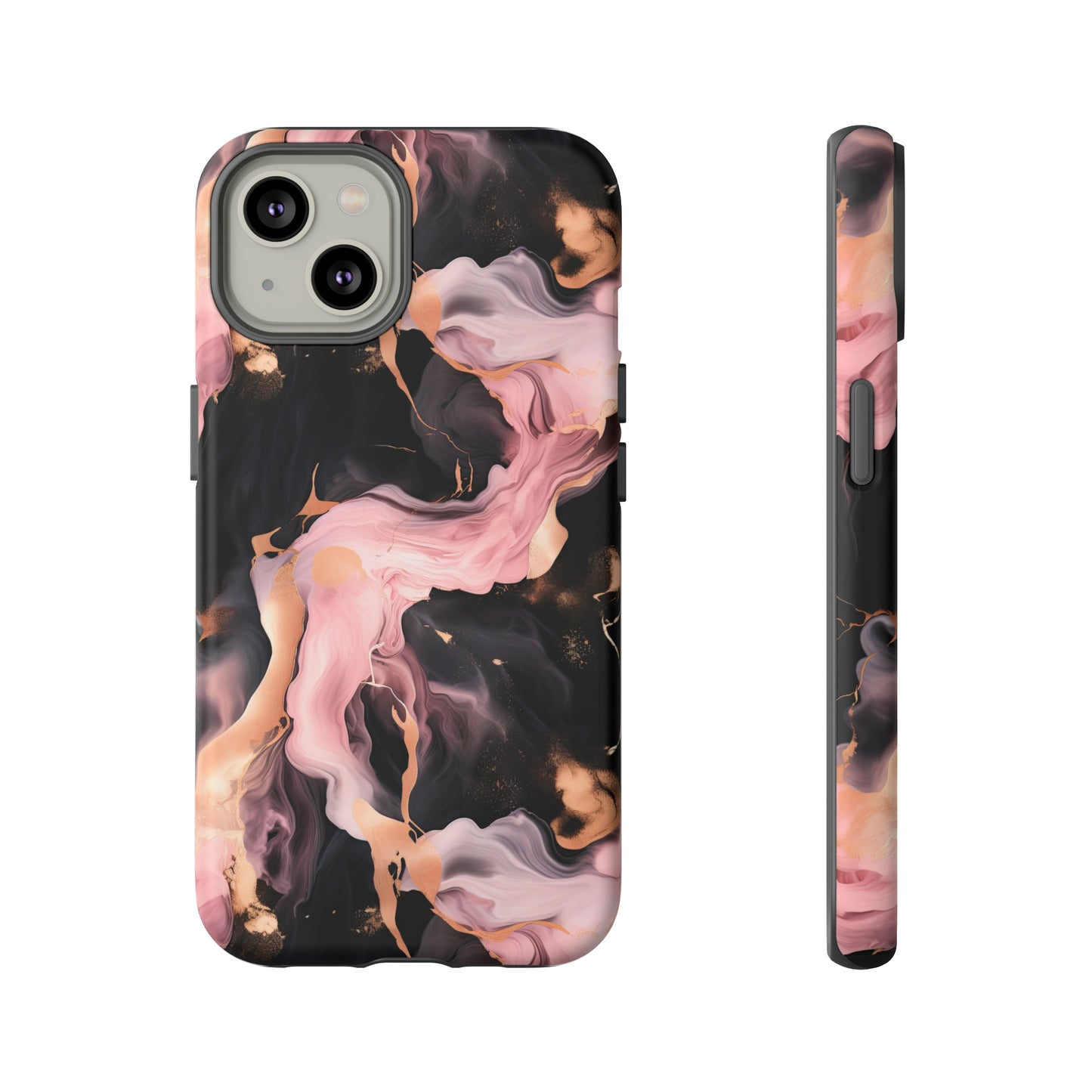 Black & Pink Marble  Tough Phone Cases