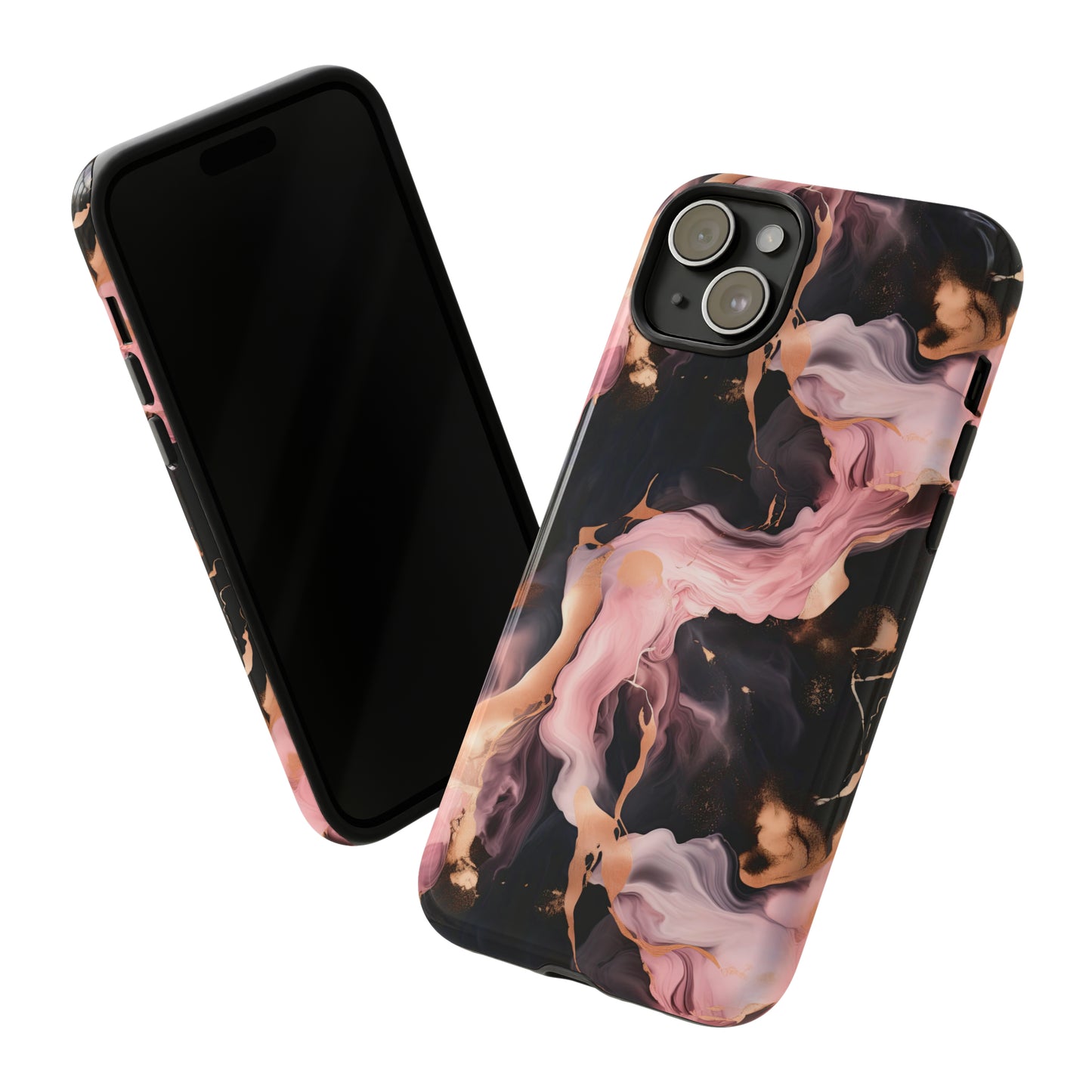Black & Pink Marble  Tough Phone Cases