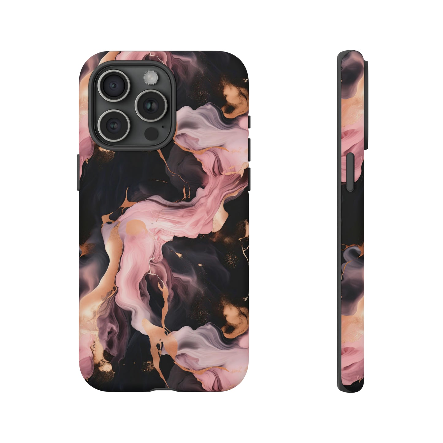 Black & Pink Marble  Tough Phone Cases