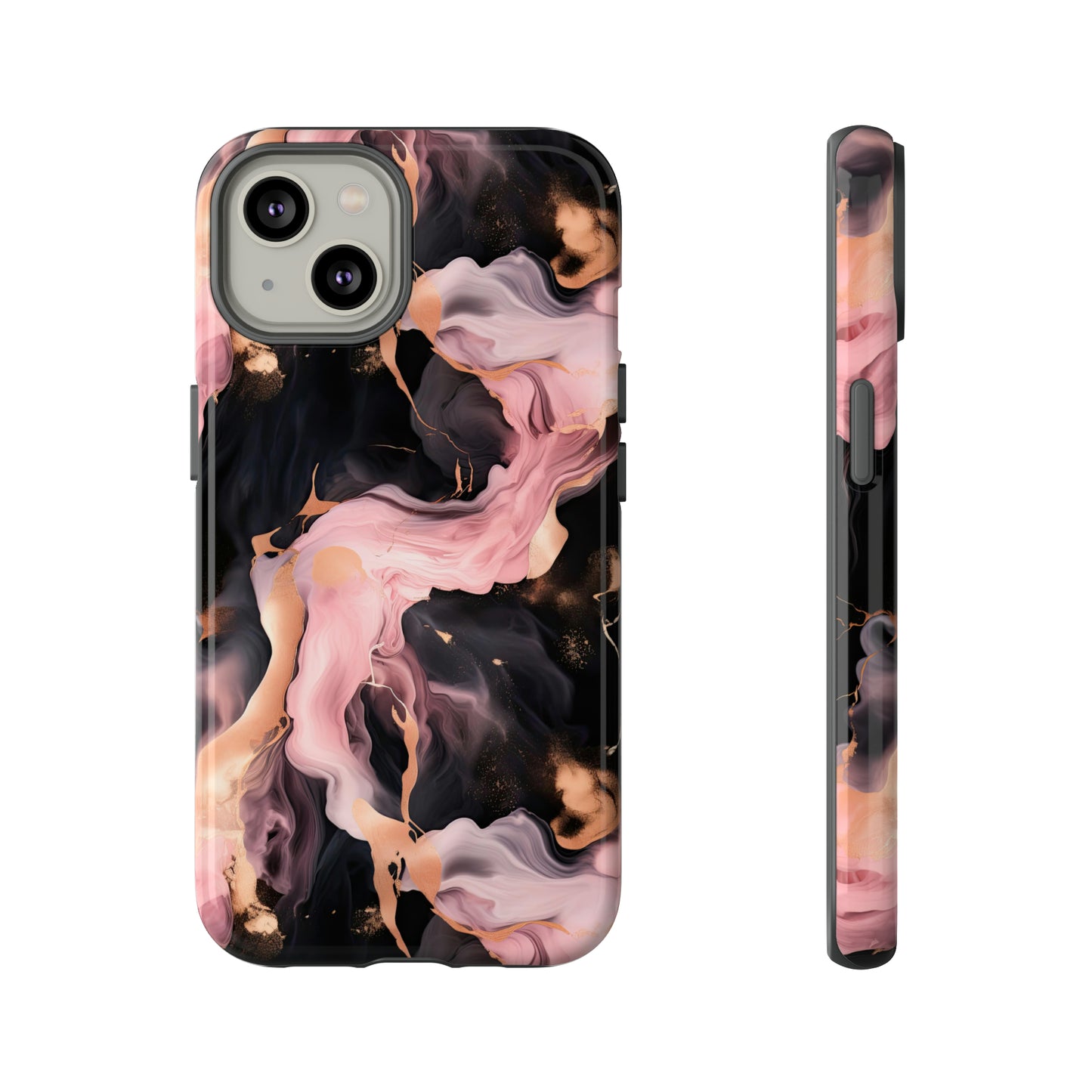 Black & Pink Marble  Tough Phone Cases