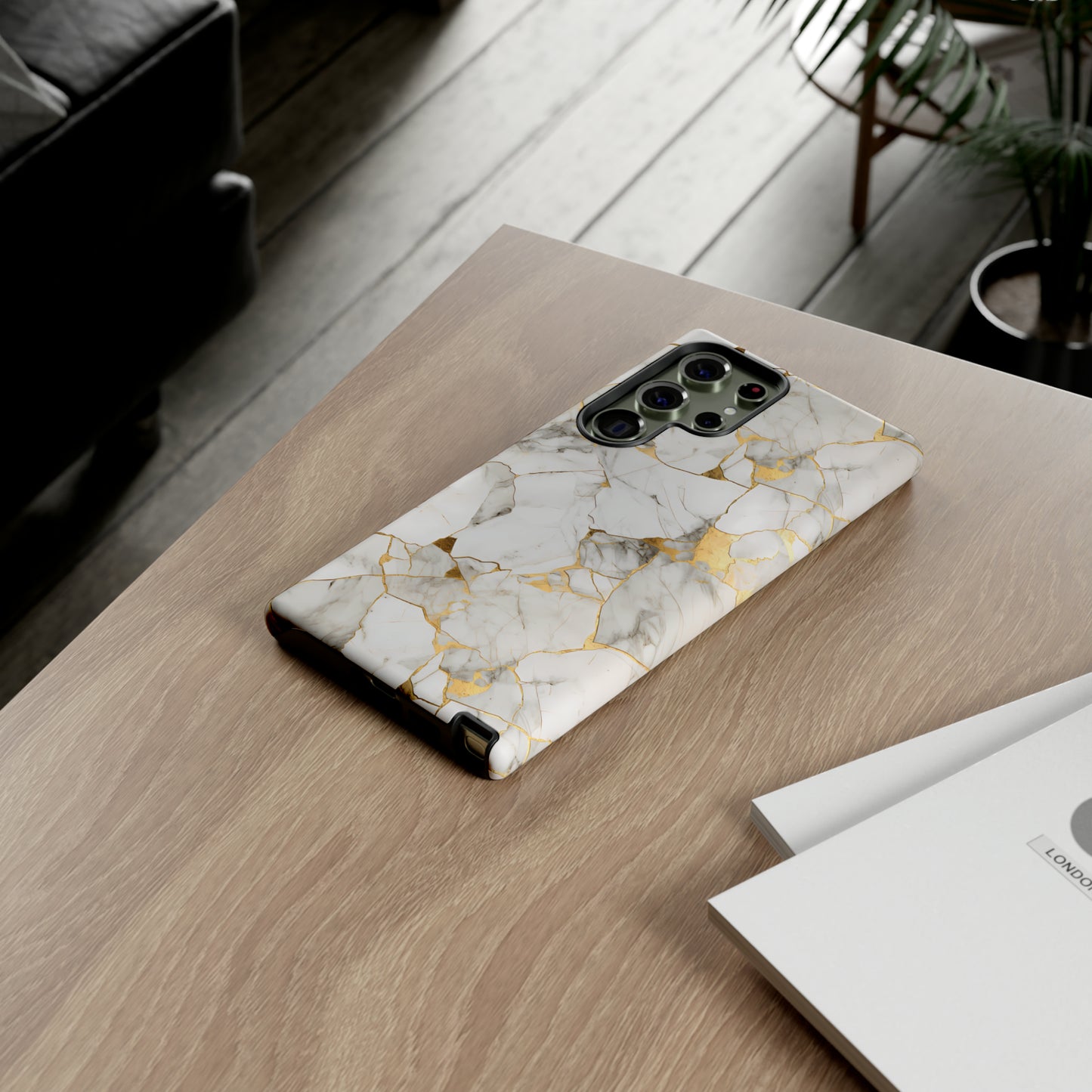 Gold & White Marble Tough Phone Cases