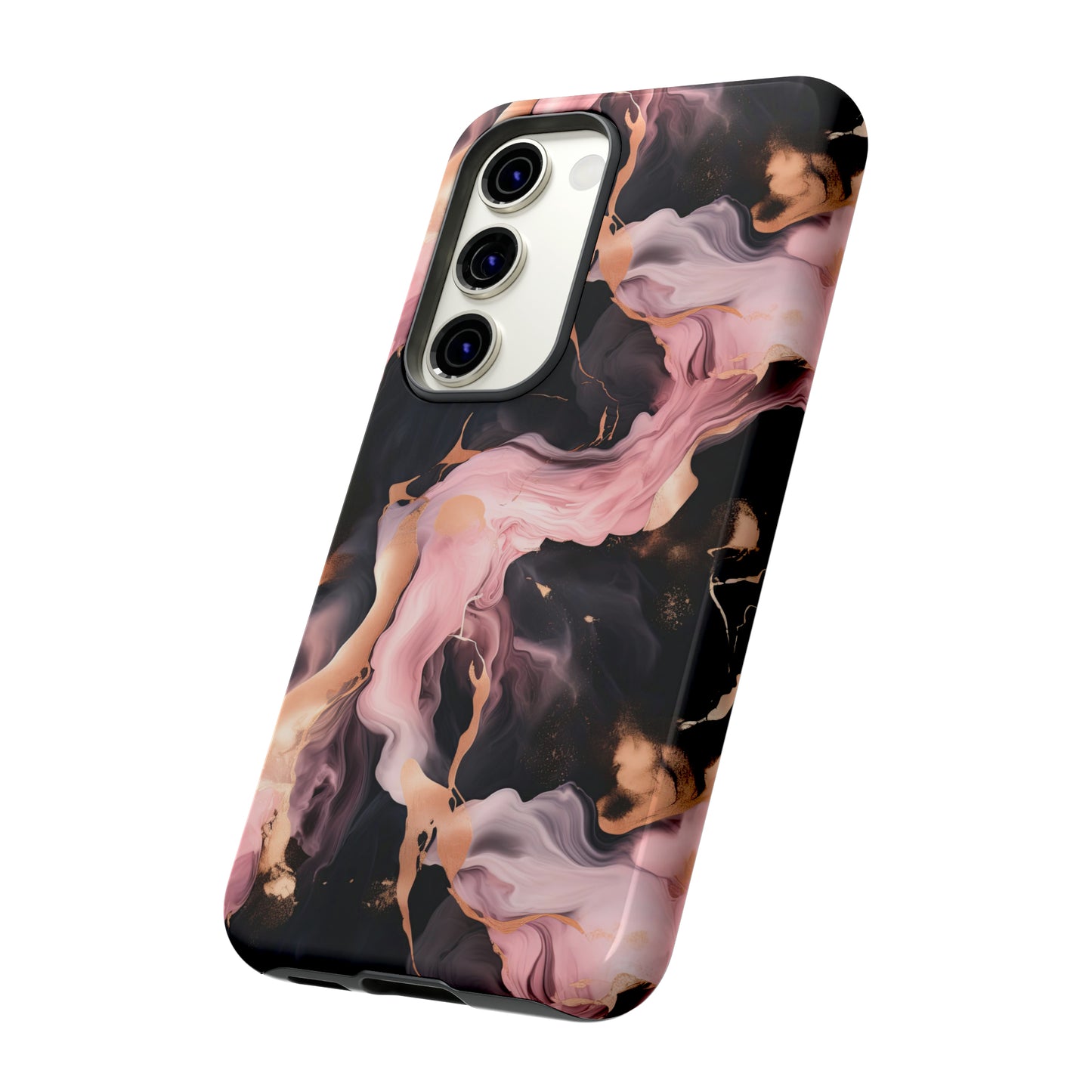 Black & Pink Marble  Tough Phone Cases