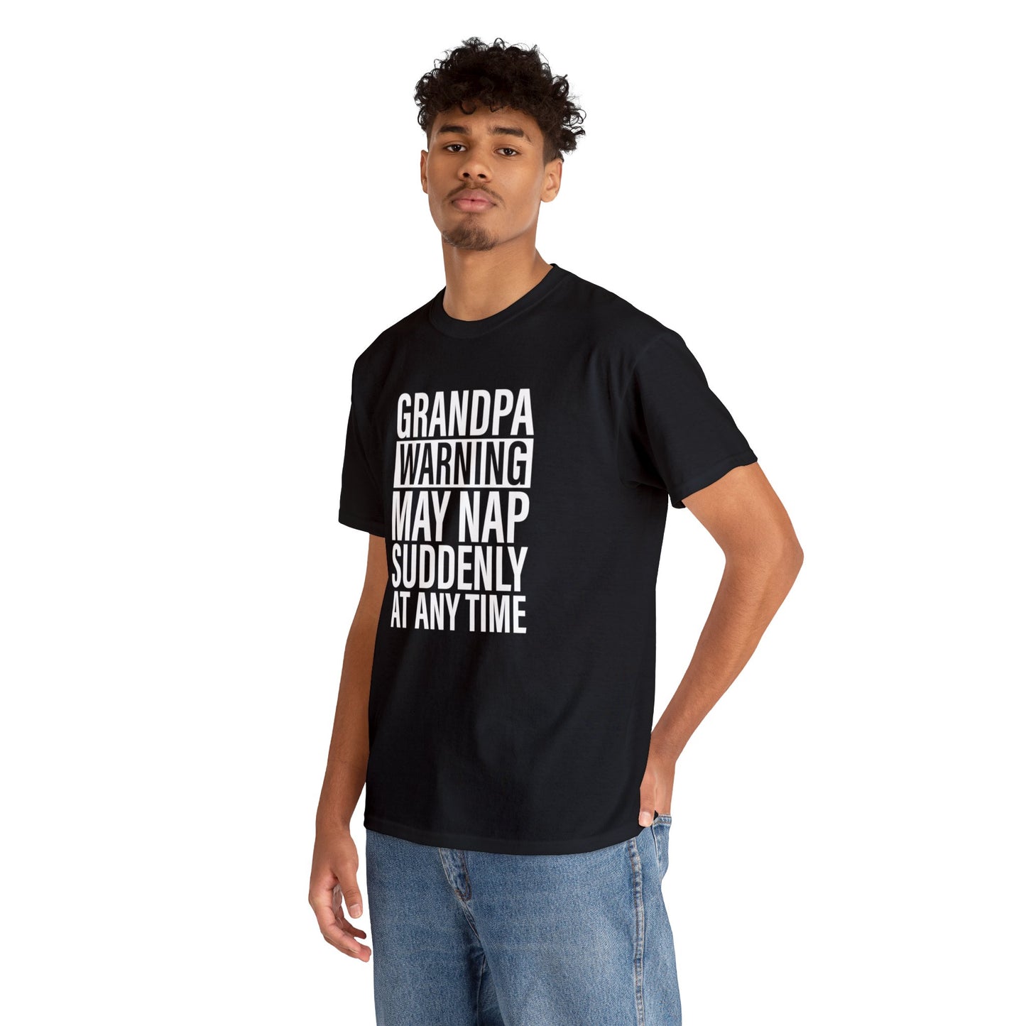 Grandpa Warning May Nap Suddenly Unisex Heavy Cotton Tee