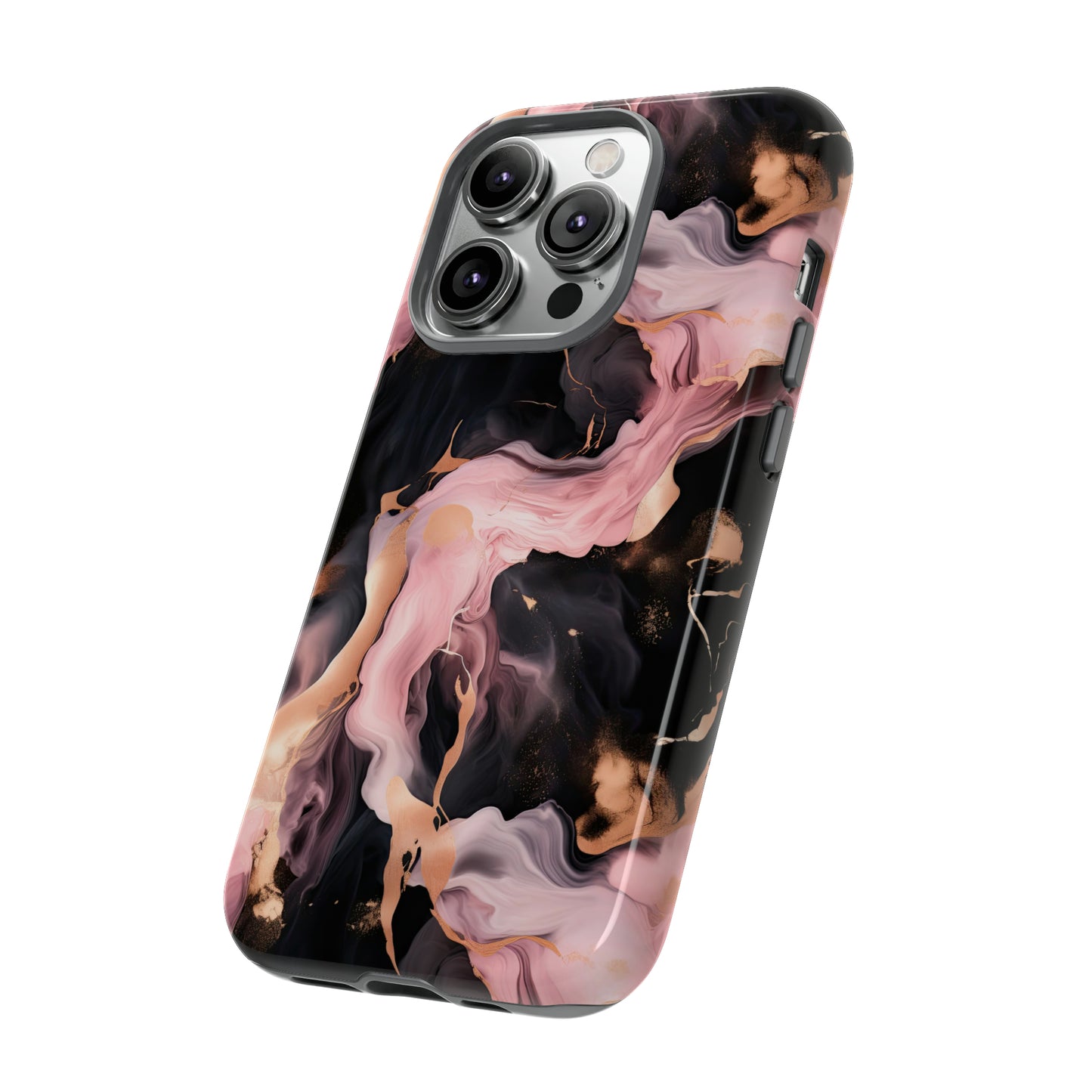 Black & Pink Marble  Tough Phone Cases