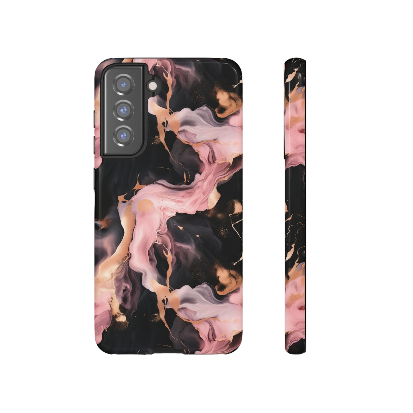 Black & Pink Marble  Tough Phone Cases