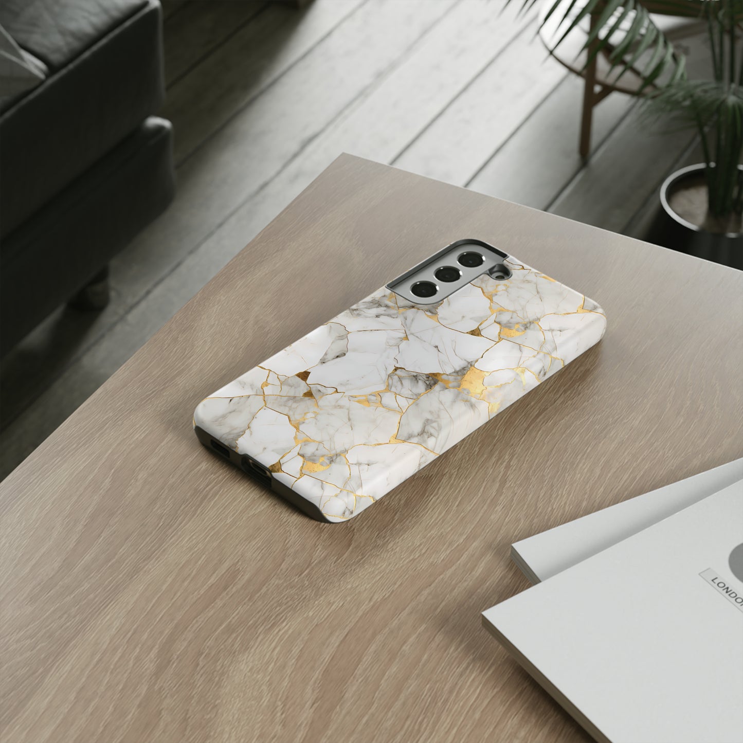 Gold & White Marble Tough Phone Cases
