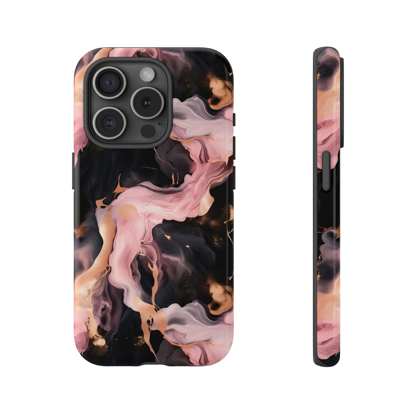 Black & Pink Marble  Tough Phone Cases