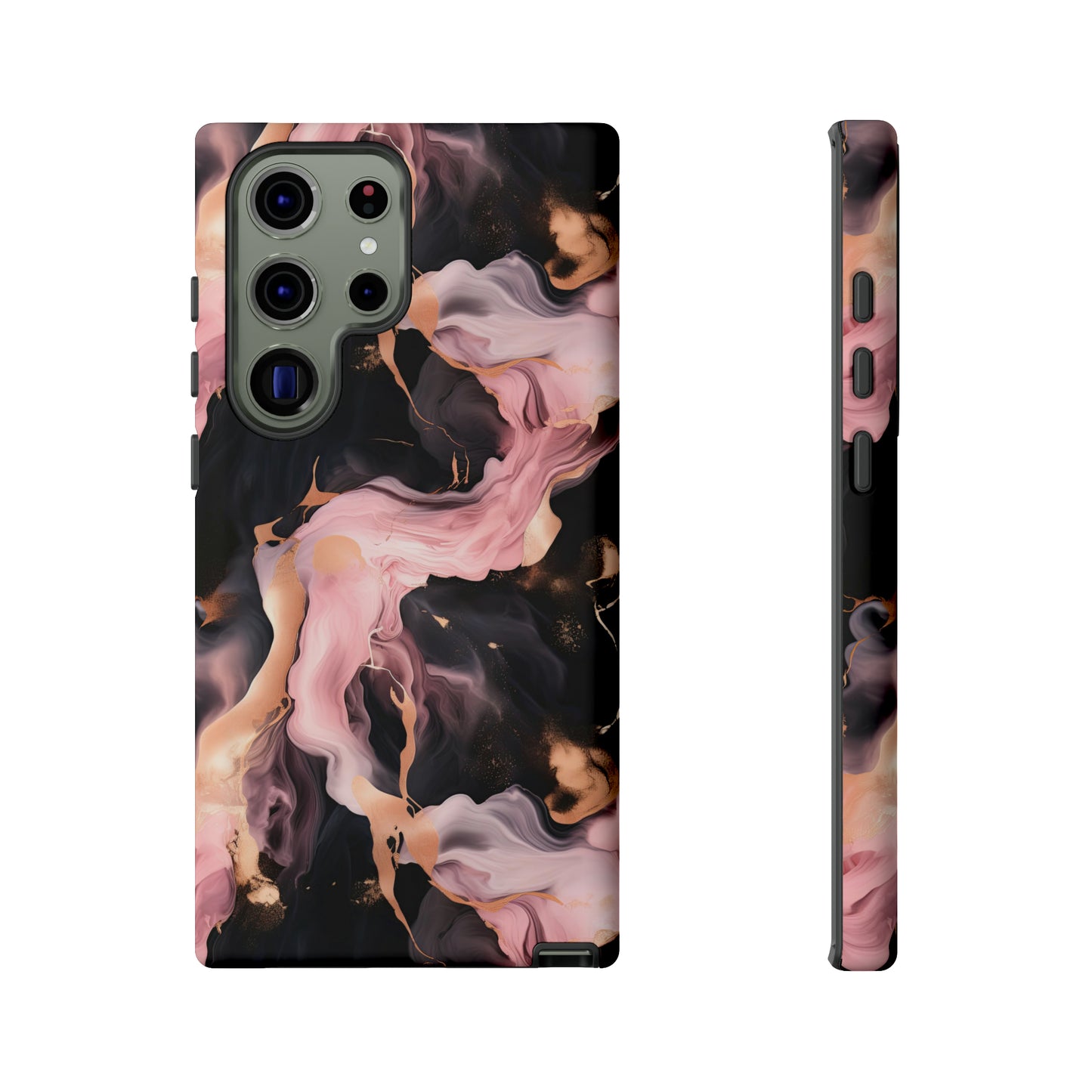 Black & Pink Marble  Tough Phone Cases