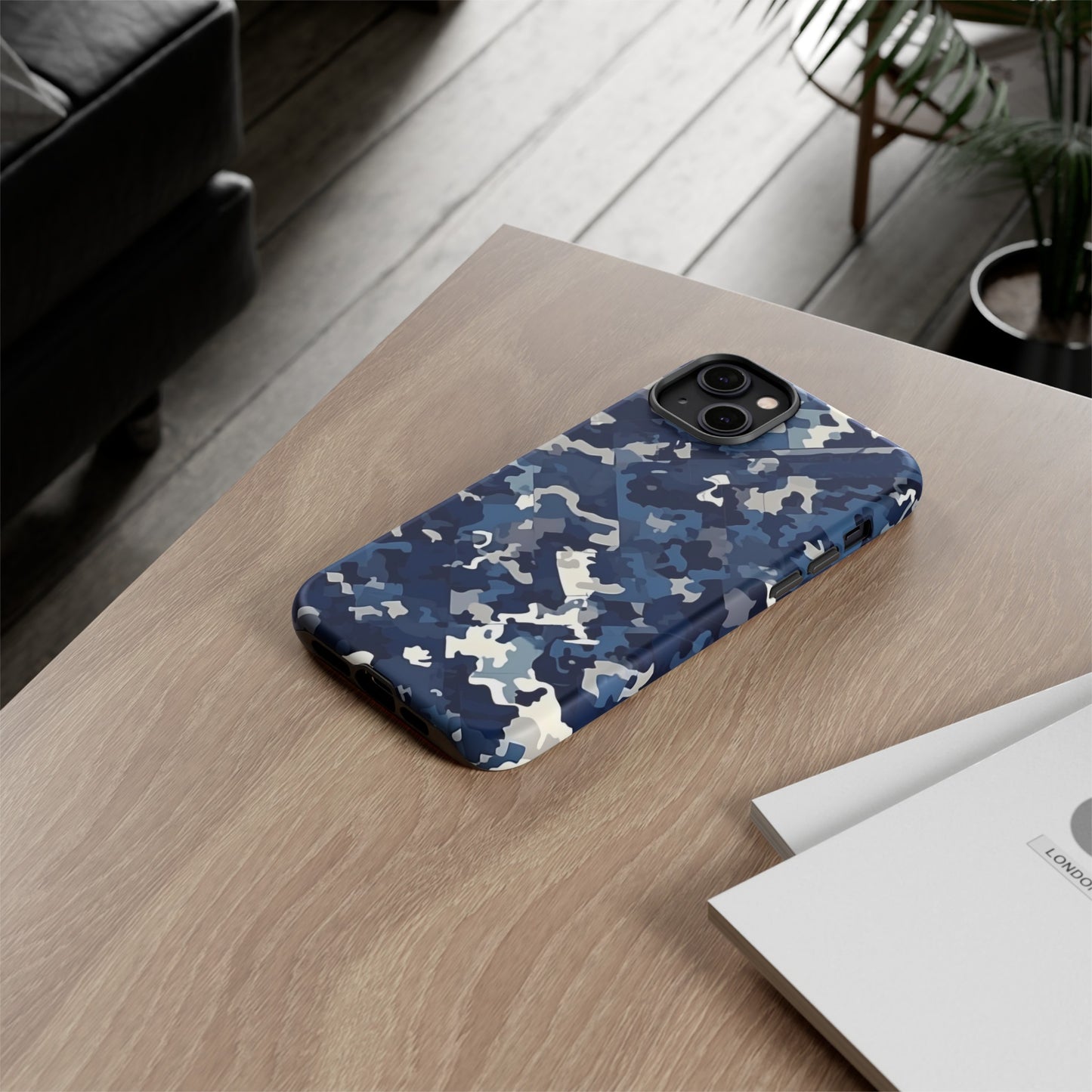Blue Camo Inspired Tough Phone Cases