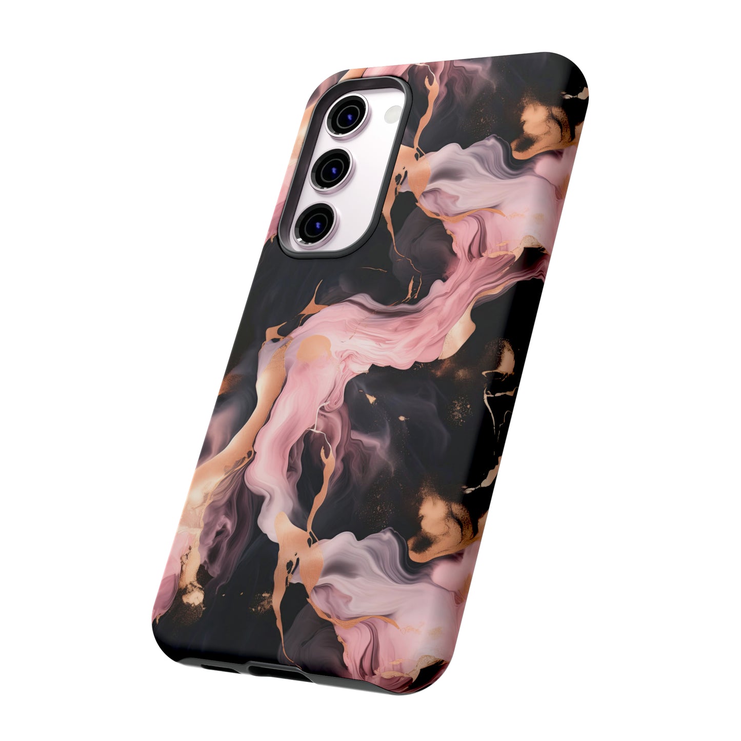 Black & Pink Marble  Tough Phone Cases