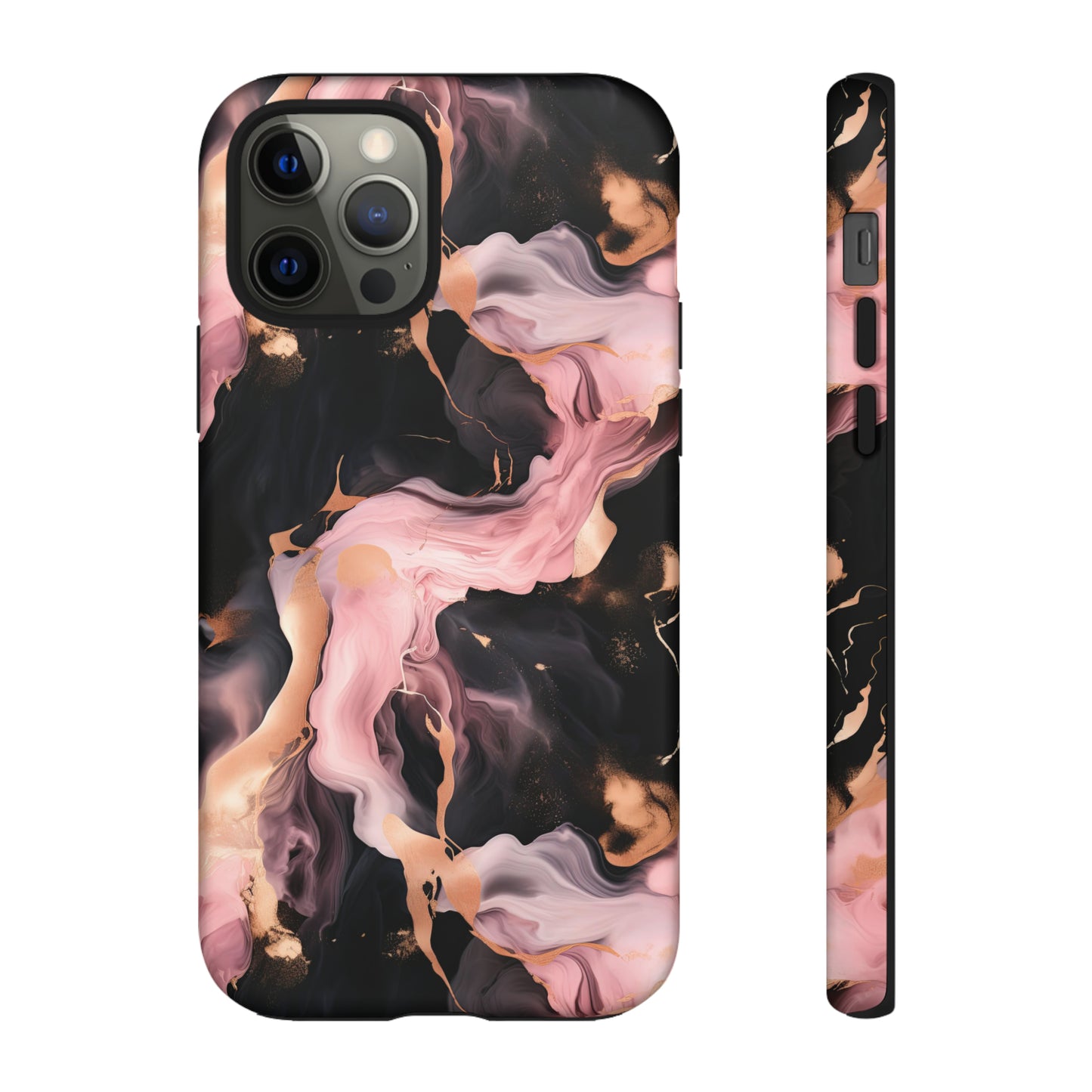 Black & Pink Marble  Tough Phone Cases