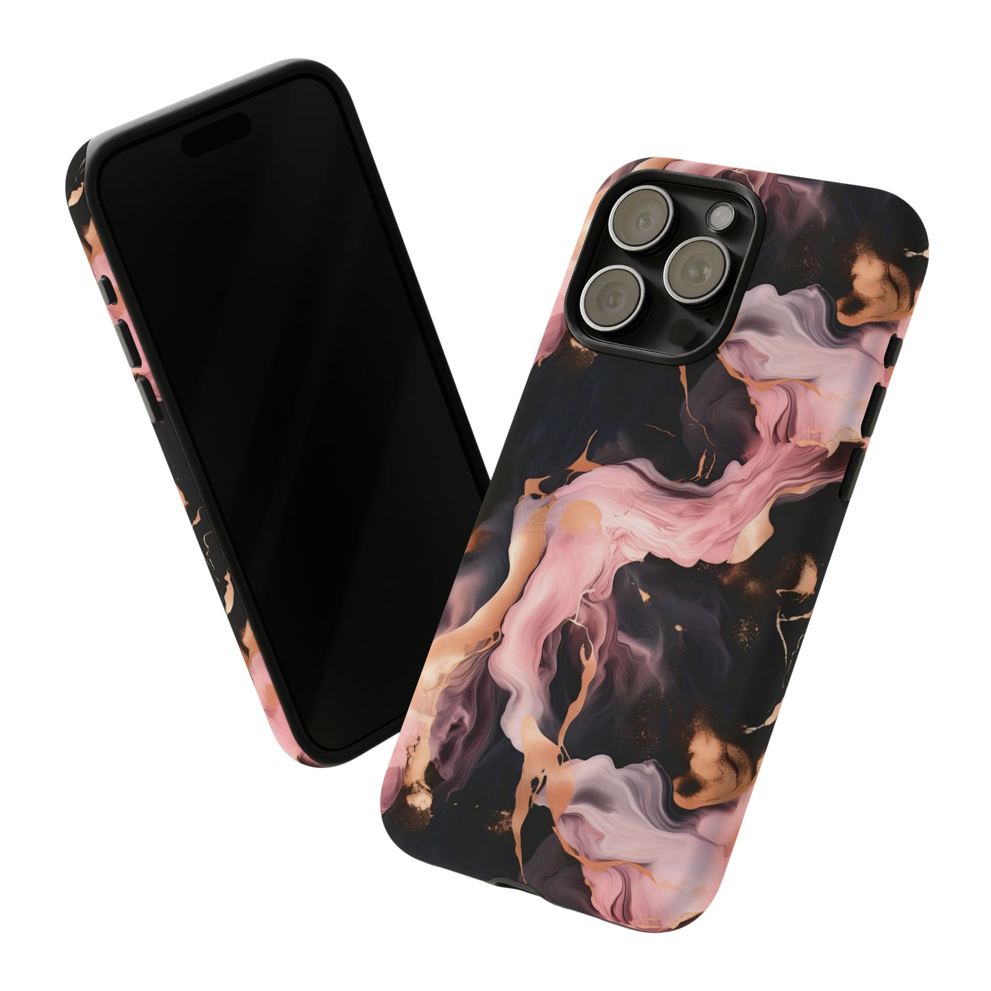 Black & Pink Marble  Tough Phone Cases