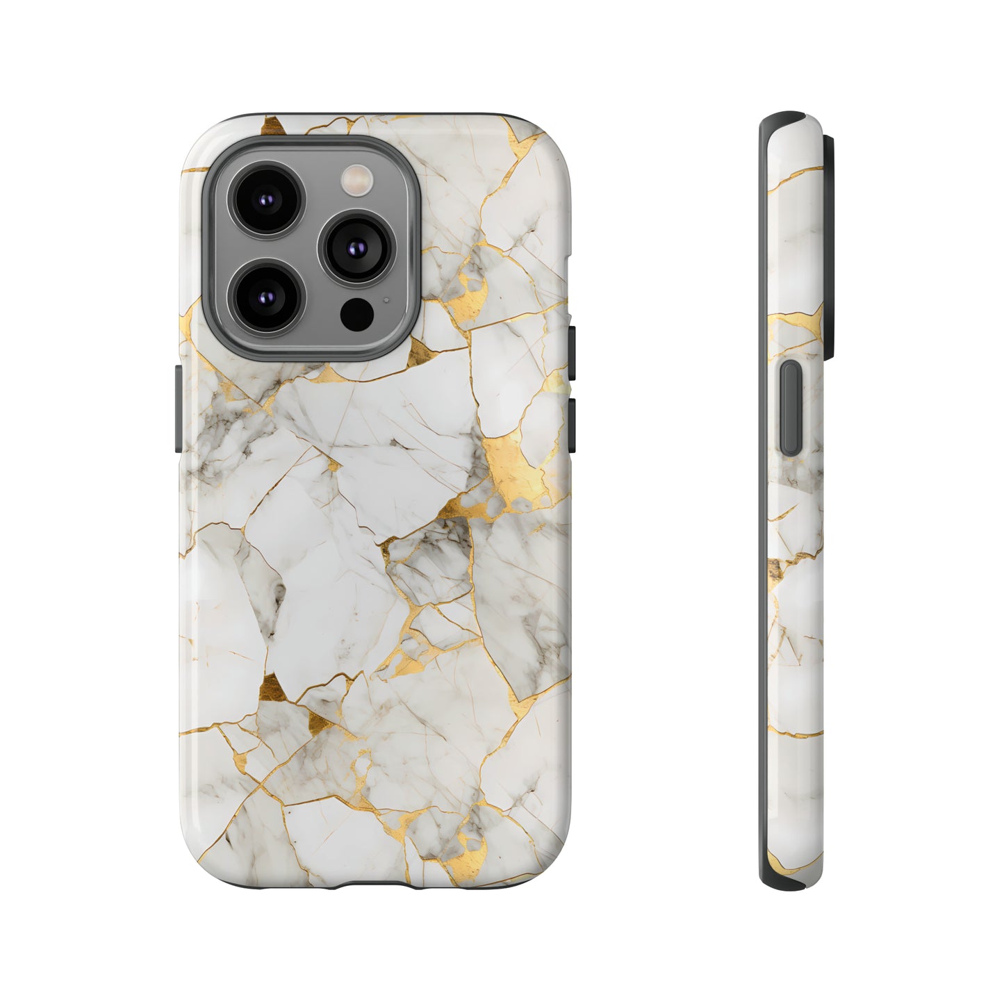 Gold & White Marble Tough Phone Cases
