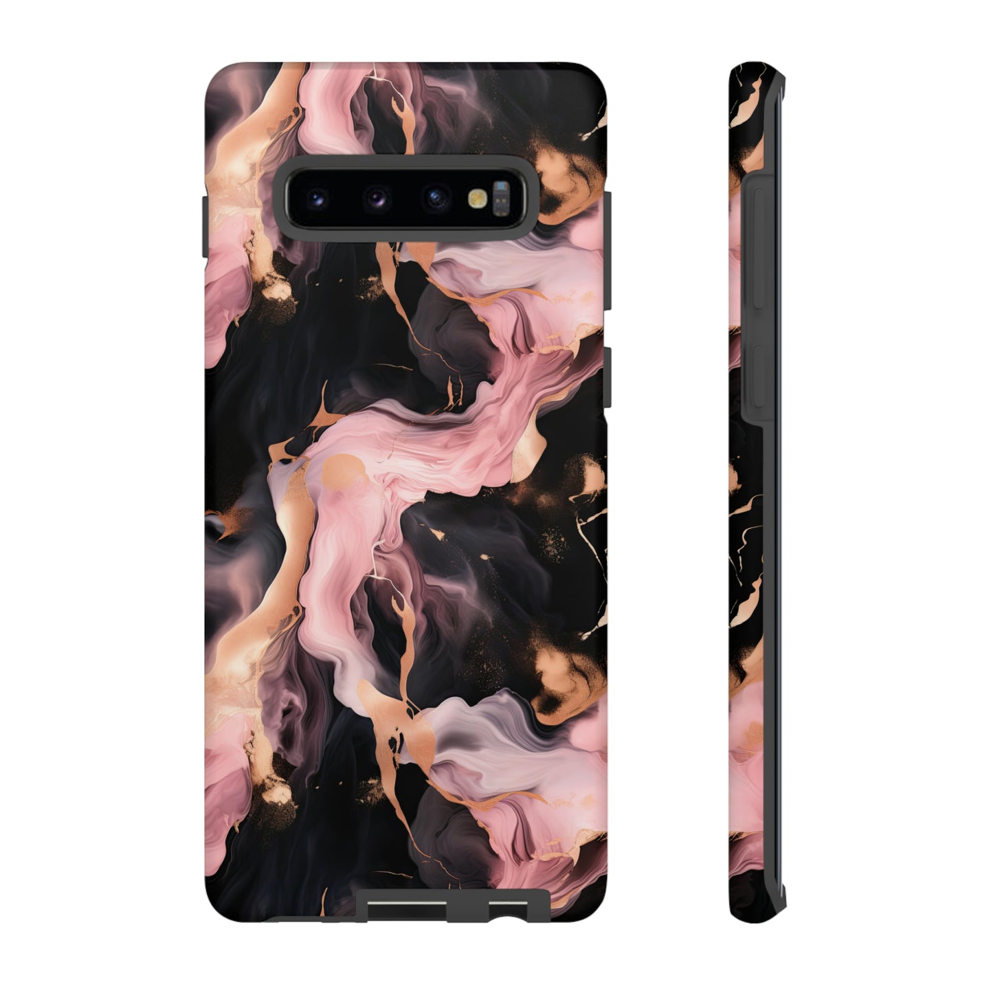 Black & Pink Marble  Tough Phone Cases