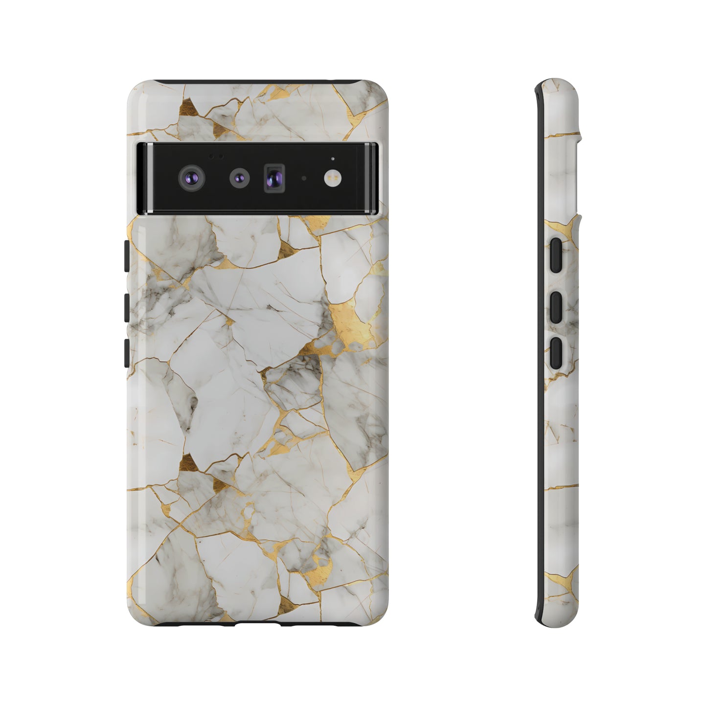 Gold & White Marble Tough Phone Cases