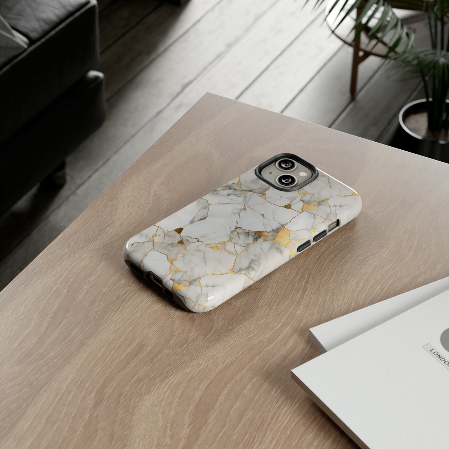 Gold & White Marble Tough Phone Cases