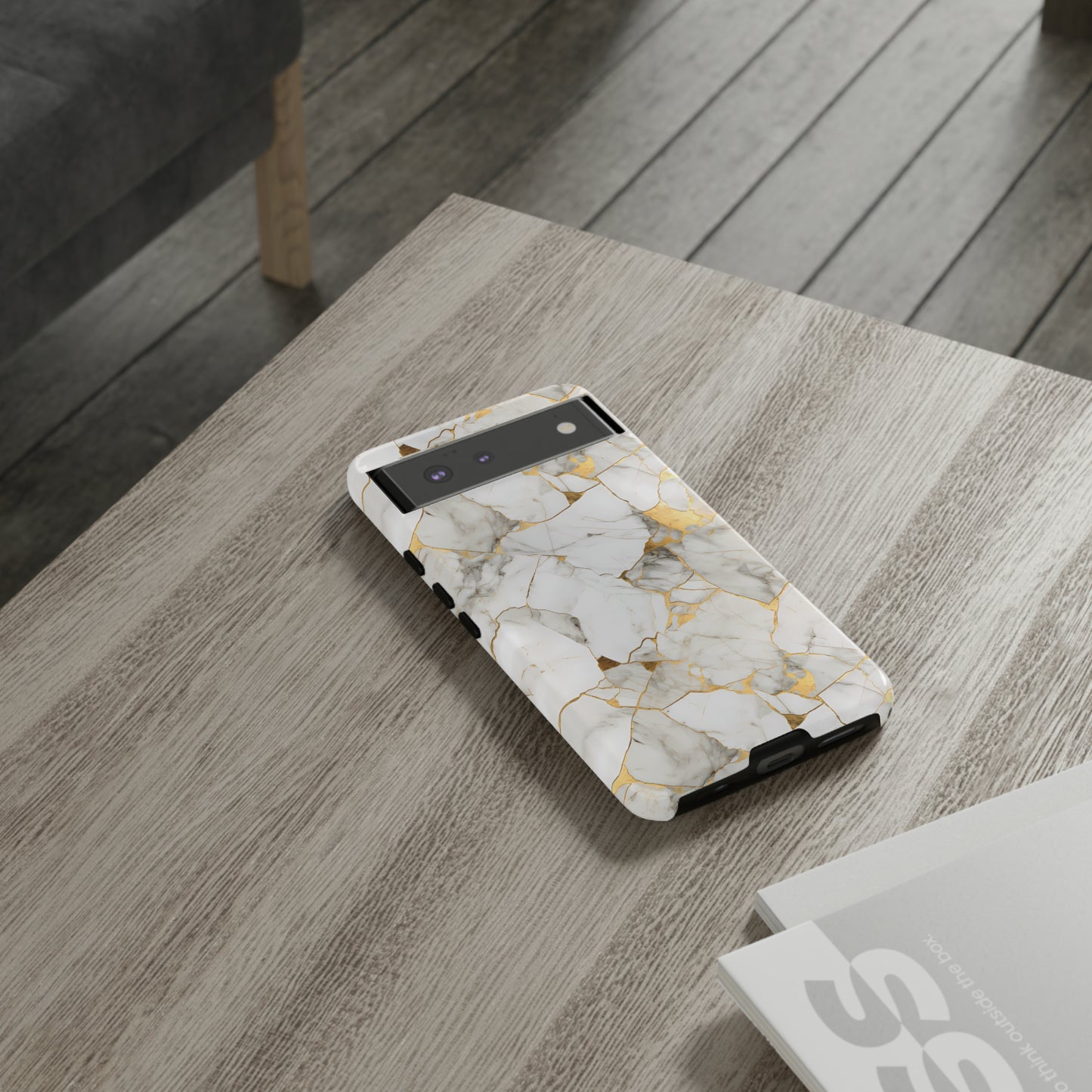 Gold & White Marble Tough Phone Cases