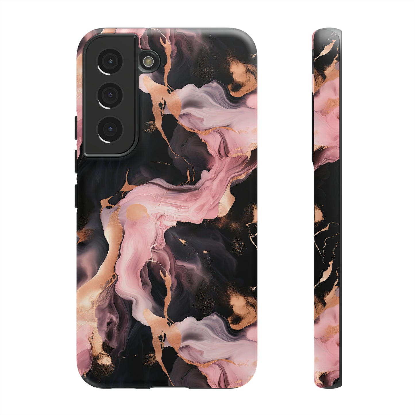 Black & Pink Marble  Tough Phone Cases