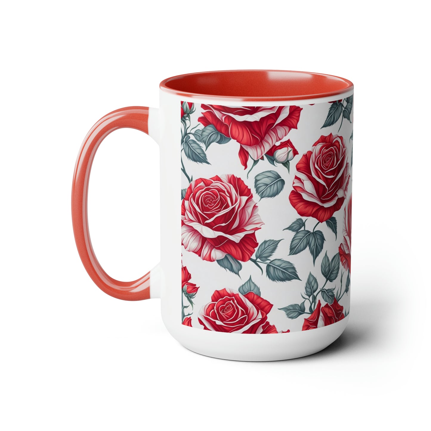 Roses Two-Tone Coffee Mugs, 15oz