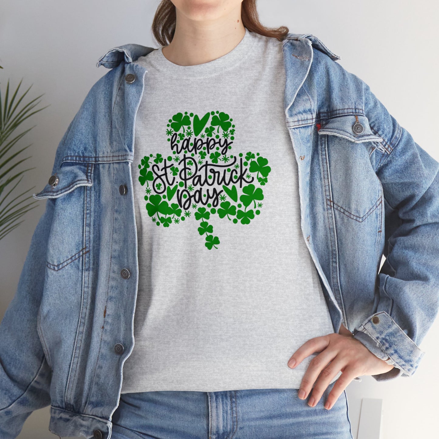 Happy St Patricks Day Clover Unisex Heavy Cotton Tee