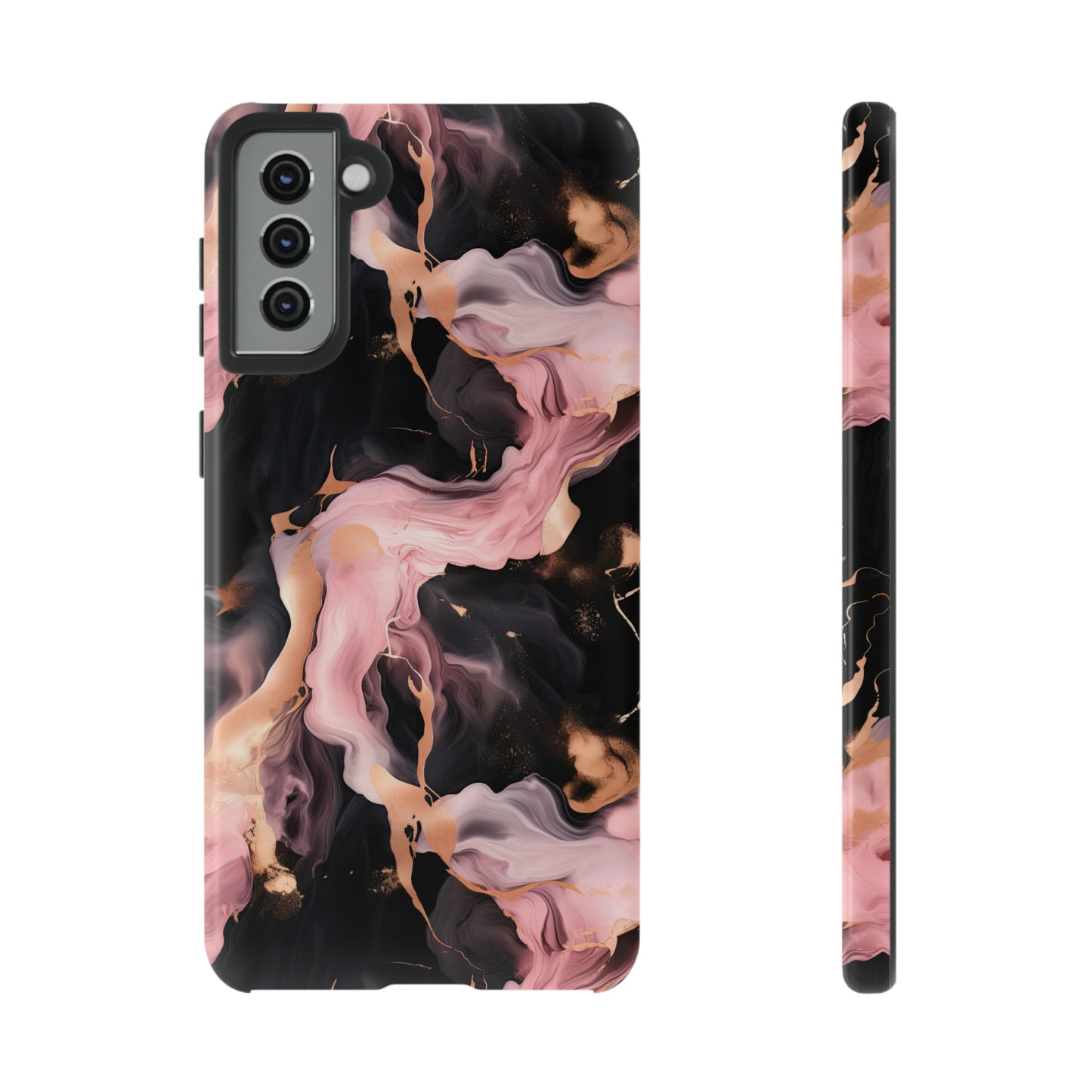 Black & Pink Marble  Tough Phone Cases