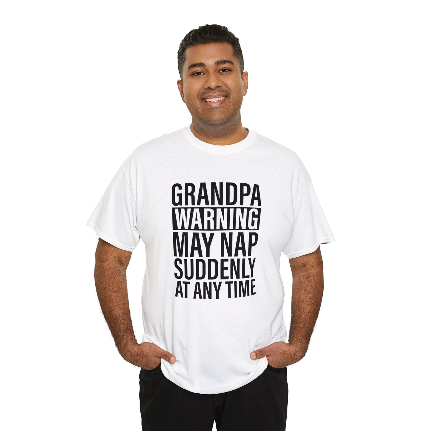 Grandpa Warning May Nap Suddenly Unisex Heavy Cotton Tee