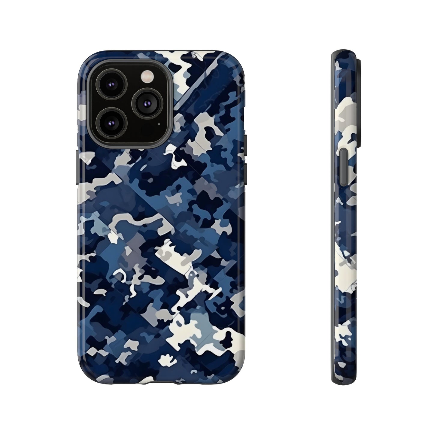 Blue Camo Inspired Tough Phone Cases