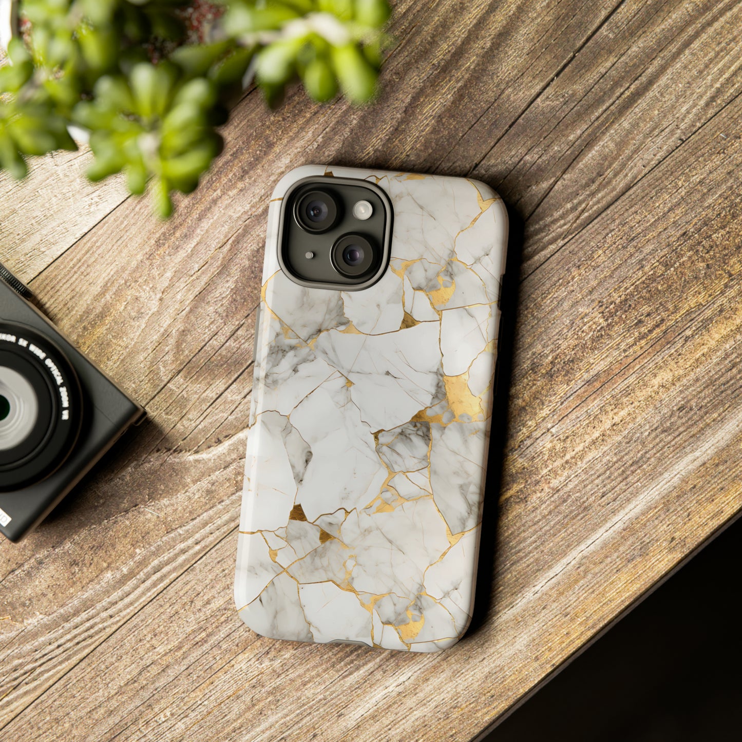 Gold & White Marble Tough Phone Cases