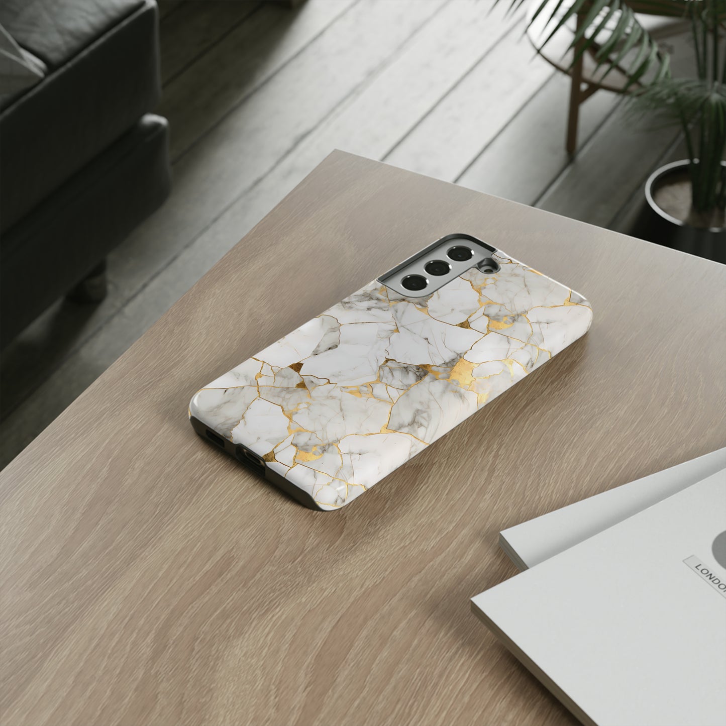 Gold & White Marble Tough Phone Cases