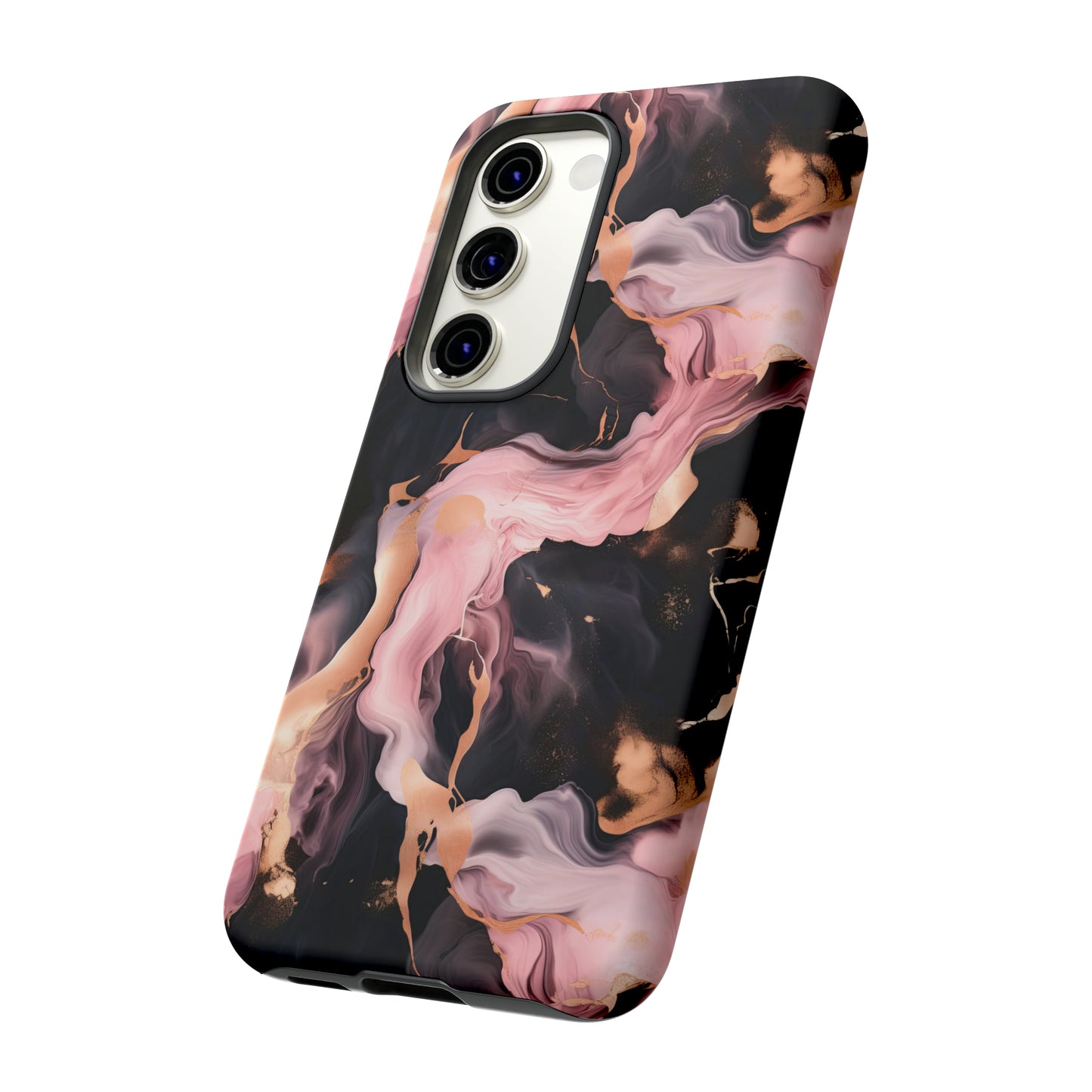 Black & Pink Marble  Tough Phone Cases