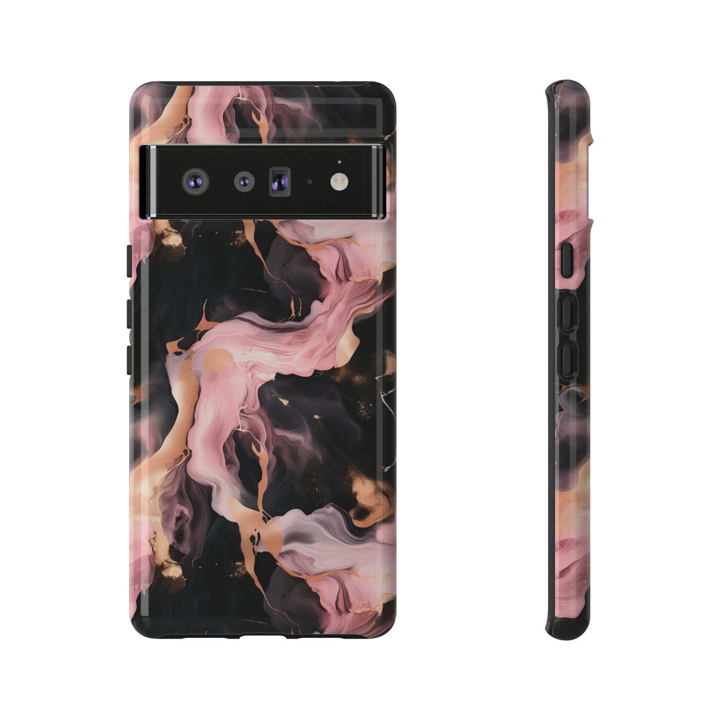 Black & Pink Marble  Tough Phone Cases