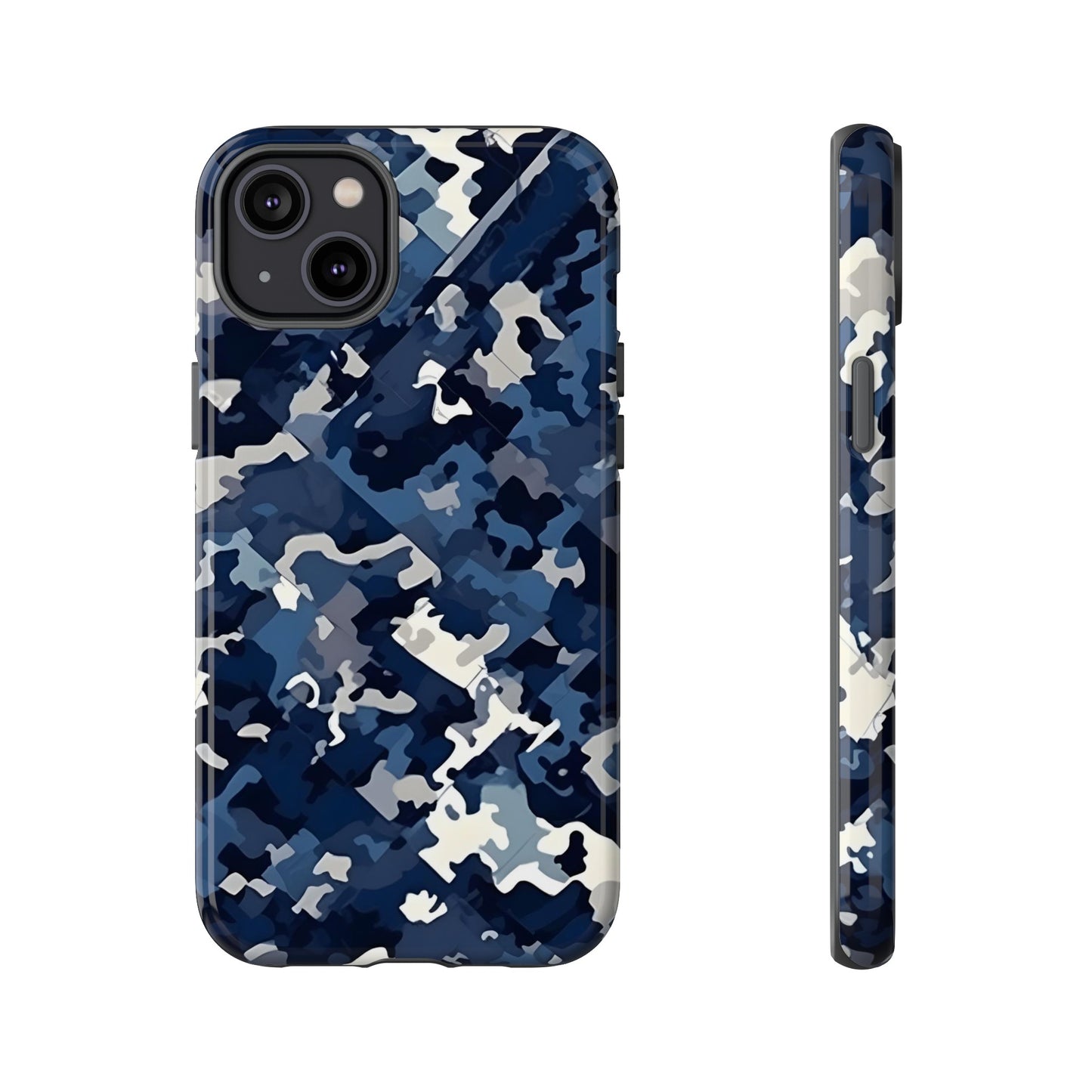Blue Camo Inspired Tough Phone Cases