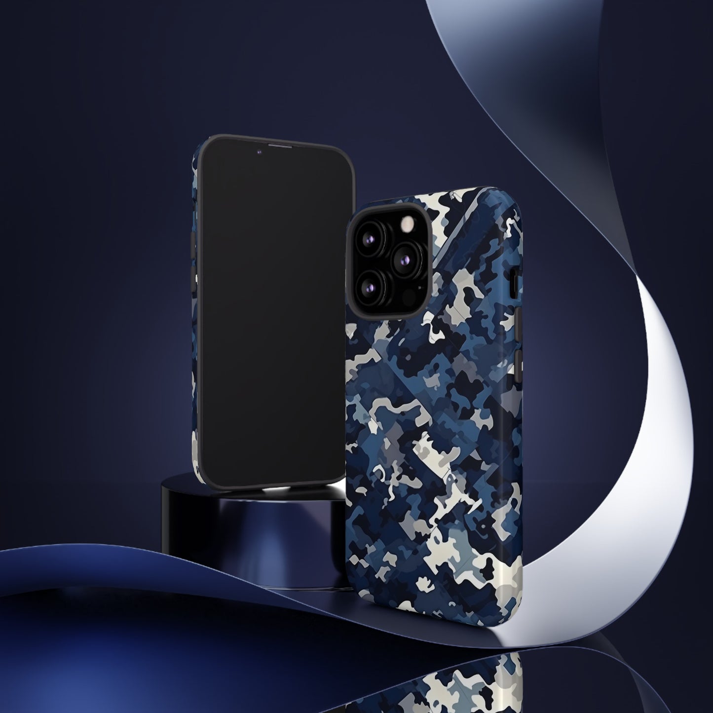 Blue Camo Inspired Tough Phone Cases