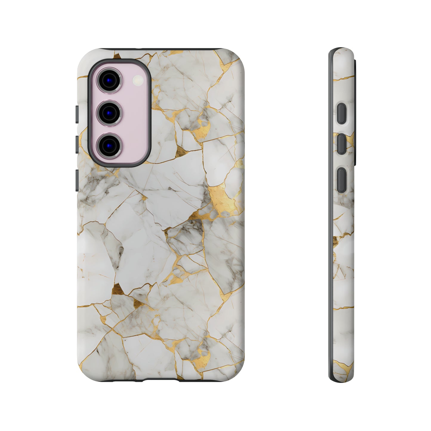 Gold & White Marble Tough Phone Cases