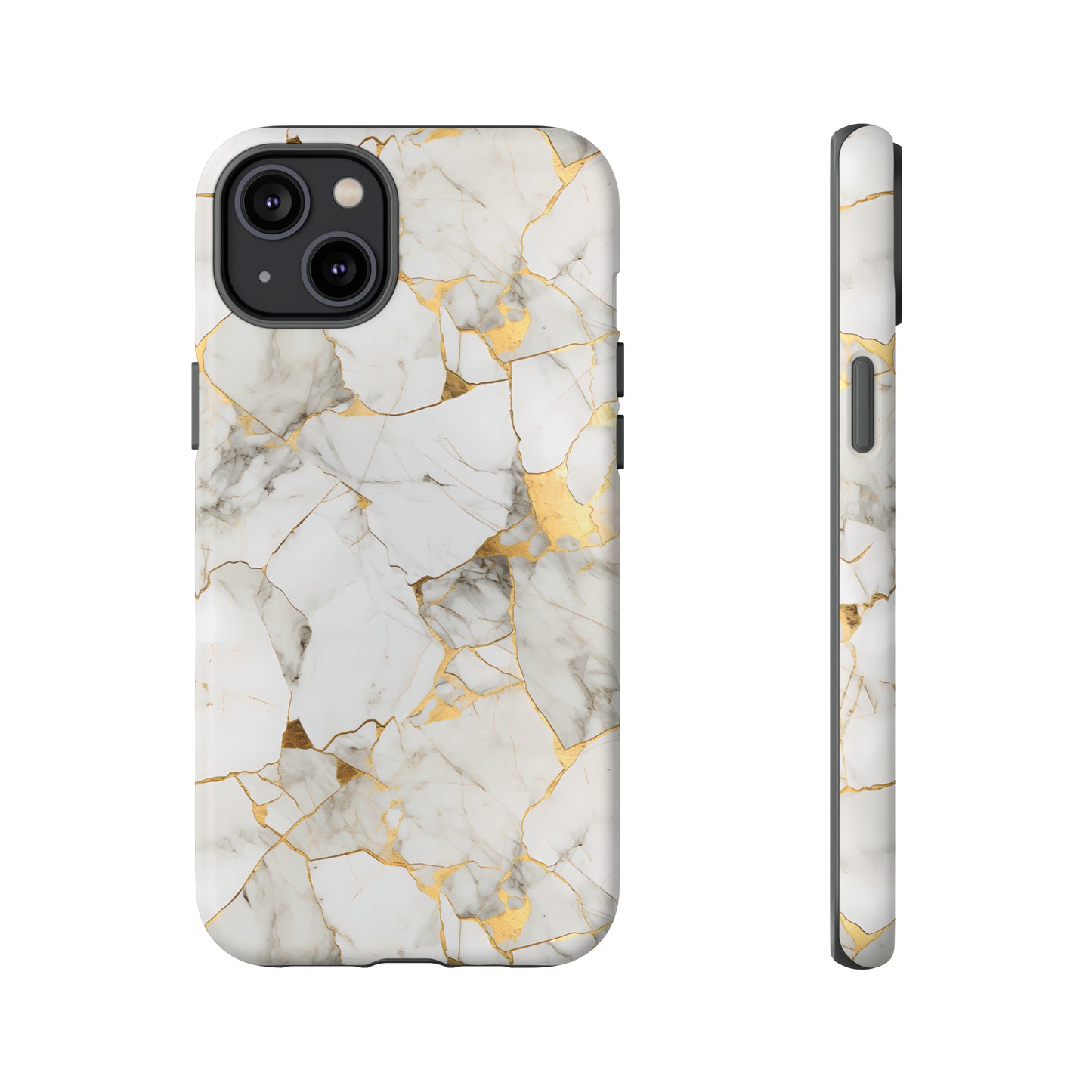 Gold & White Marble Tough Phone Cases
