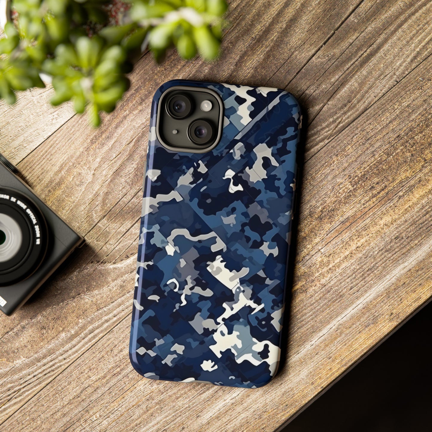 Blue Camo Inspired Tough Phone Cases