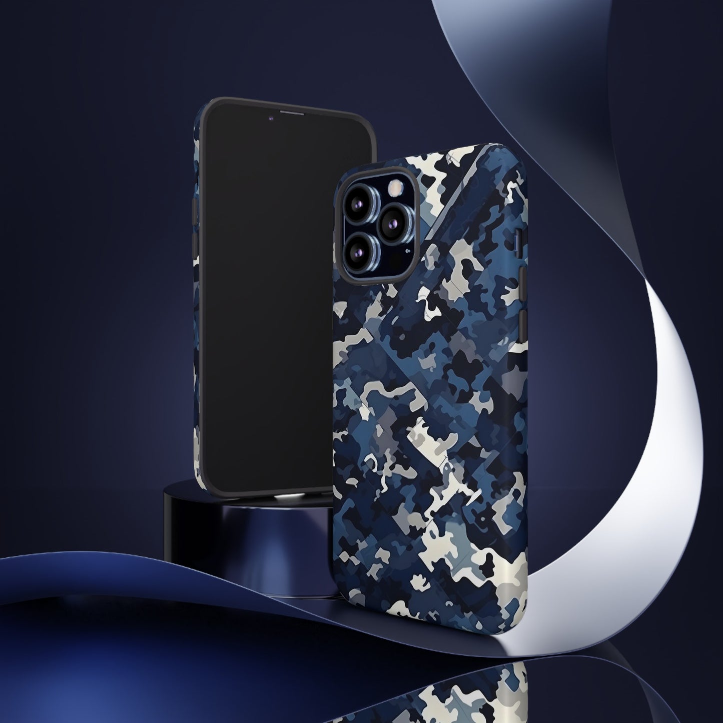 Blue Camo Inspired Tough Phone Cases