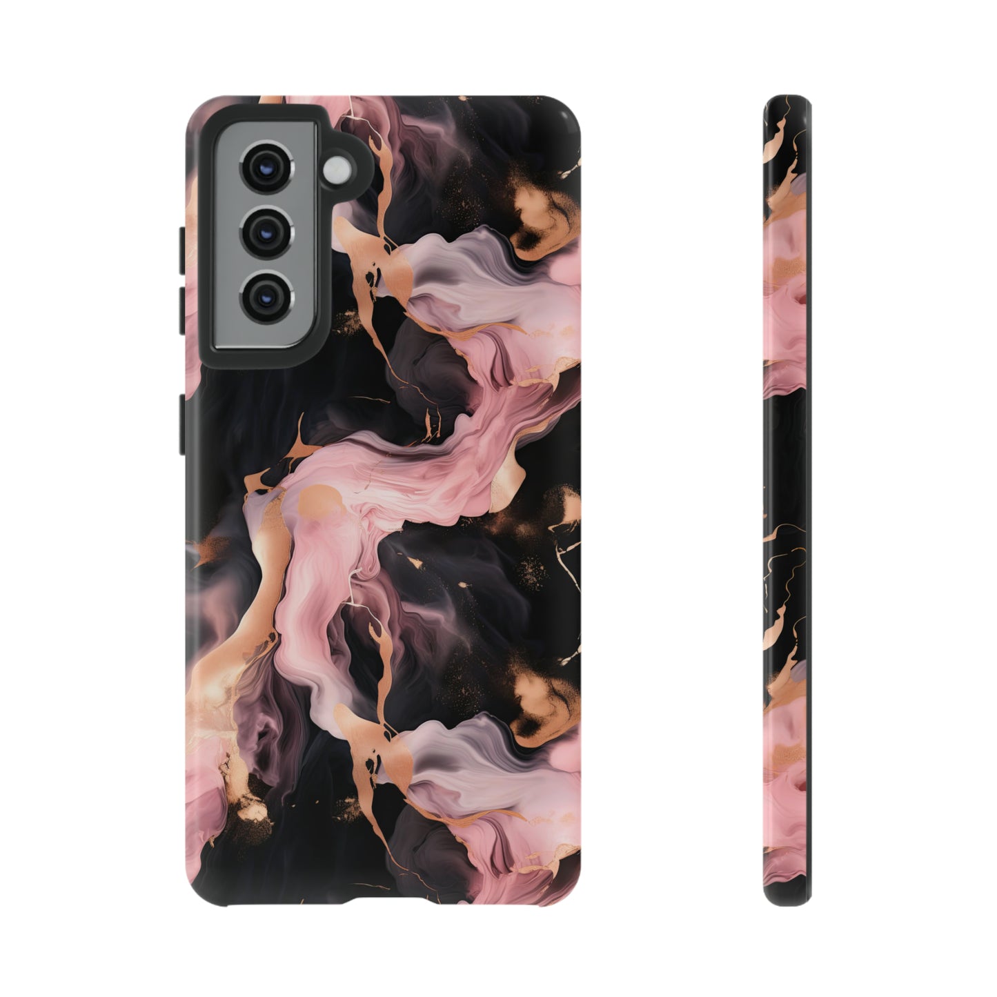 Black & Pink Marble  Tough Phone Cases