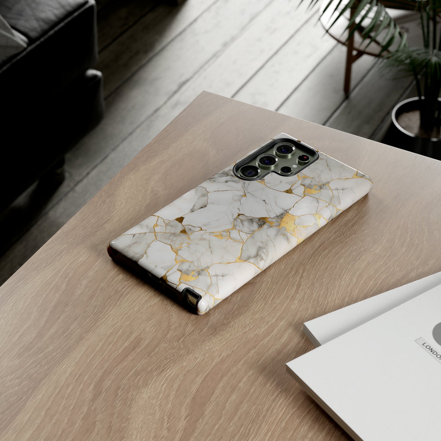 Gold & White Marble Tough Phone Cases