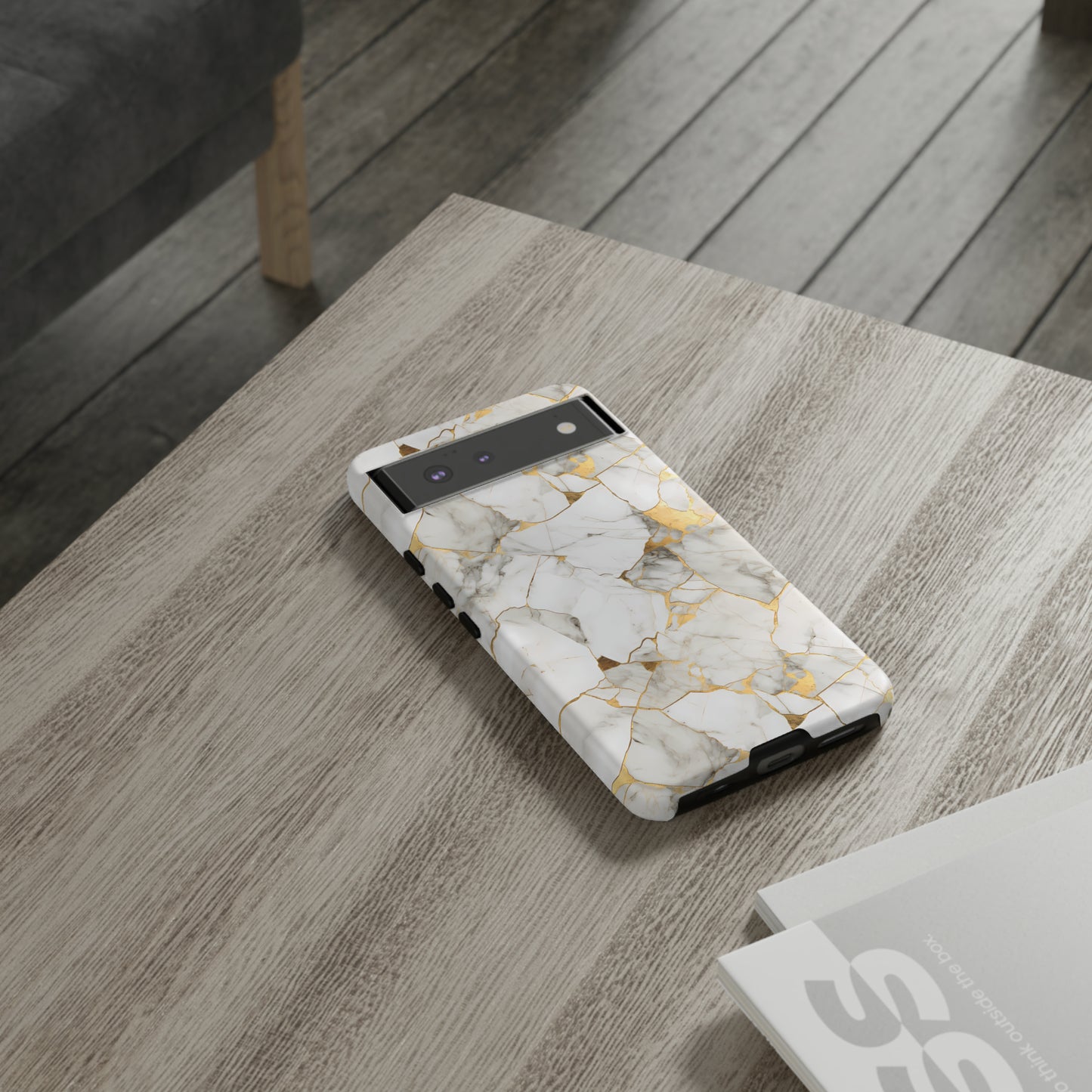 Gold & White Marble Tough Phone Cases