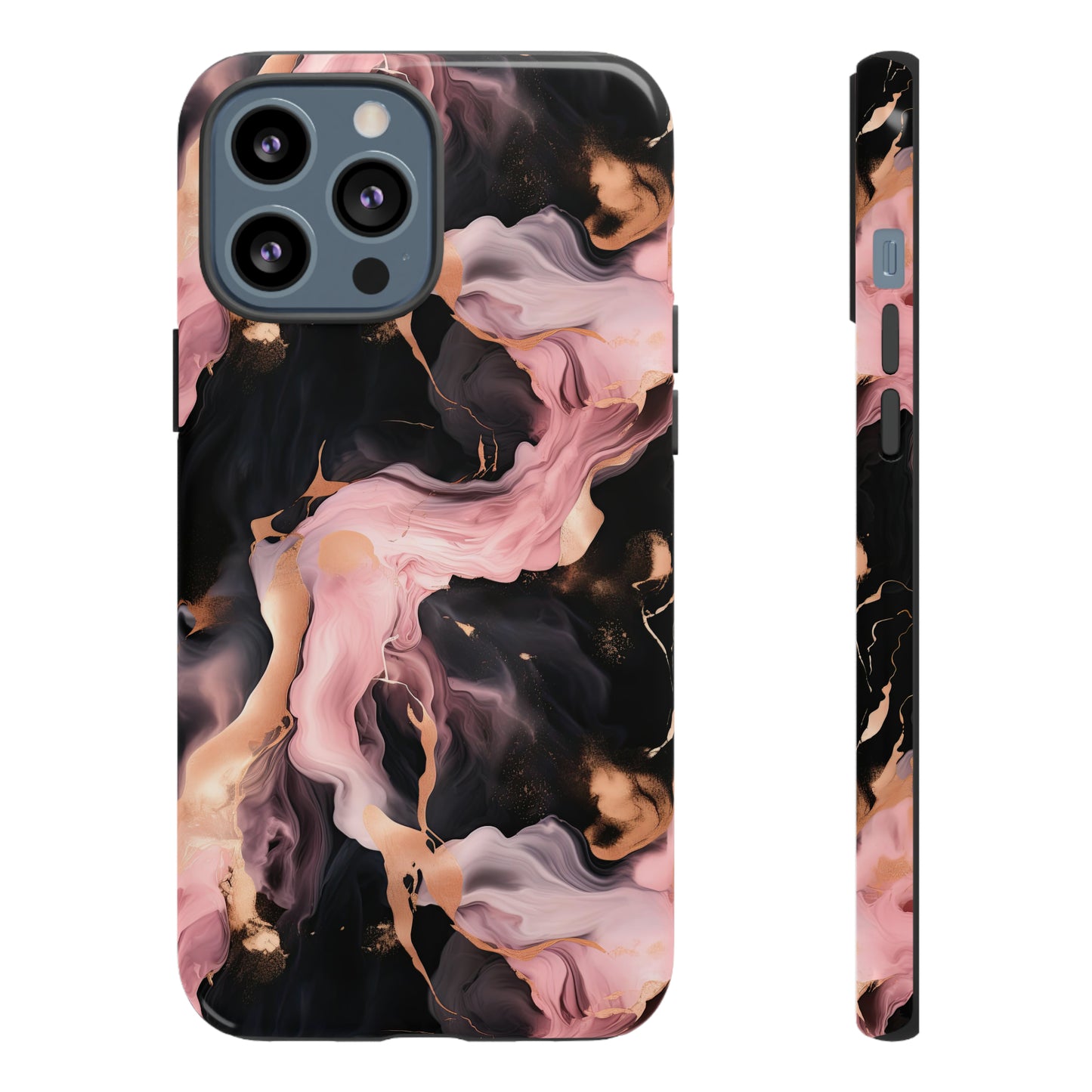 Black & Pink Marble  Tough Phone Cases