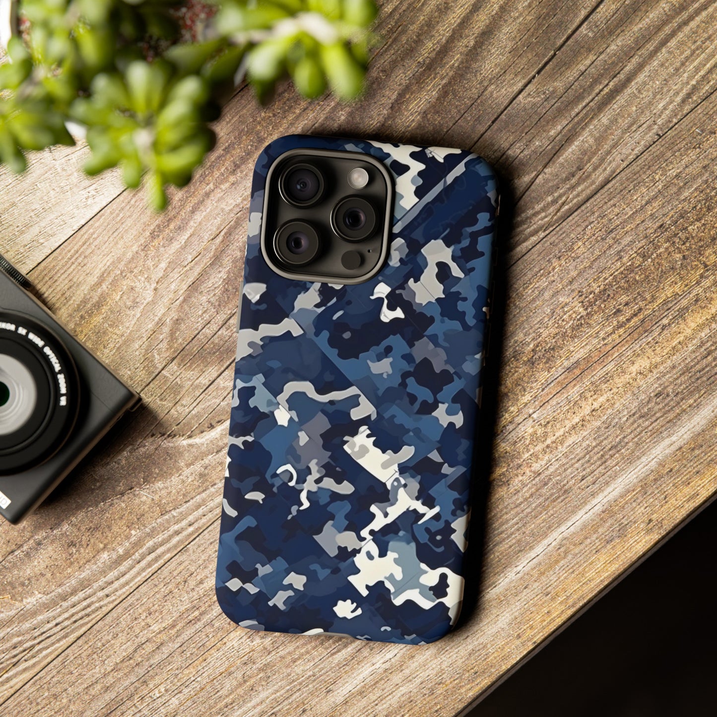 Blue Camo Inspired Tough Phone Cases
