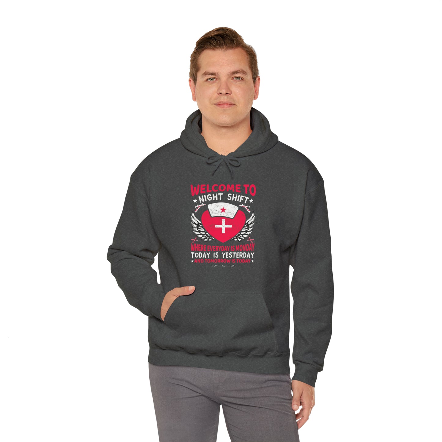 Welcome to the Nightshift Nurse Unisex Heavy Blend™ Hooded Sweatshirt